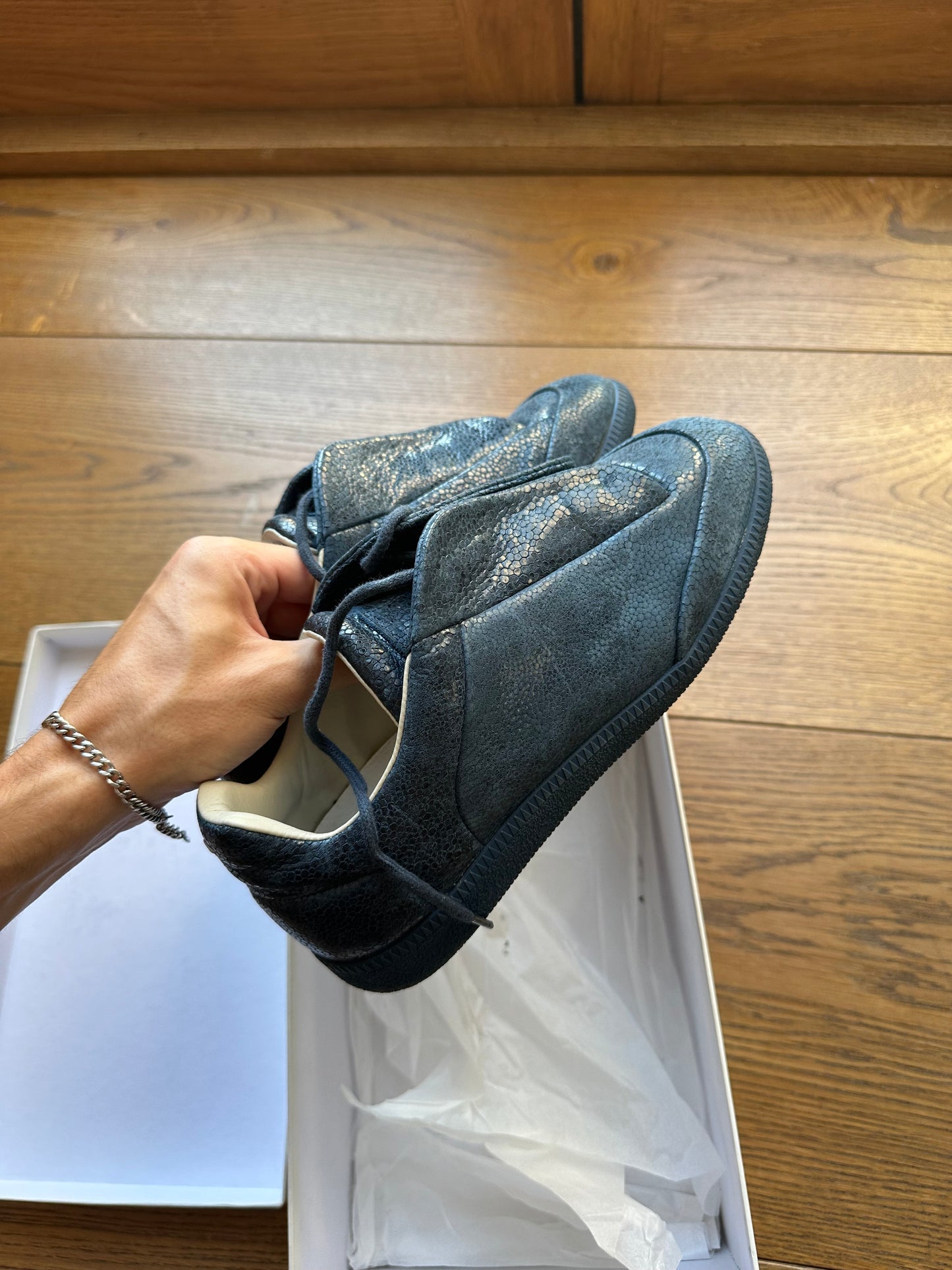 Maison Margiela 2016 Future Low Embossed Leather Sneakers
