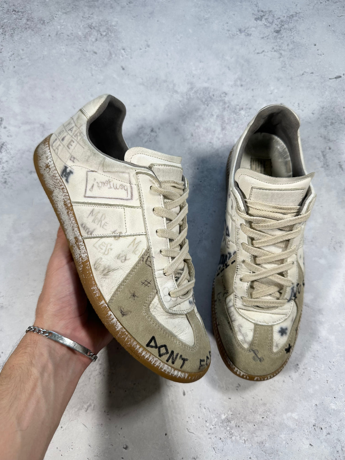 Maison Margiela 2020 Vintage Graffiti GAT Low Sneakers (EU41 / UK7 / US8, Insole Measures 27cm)