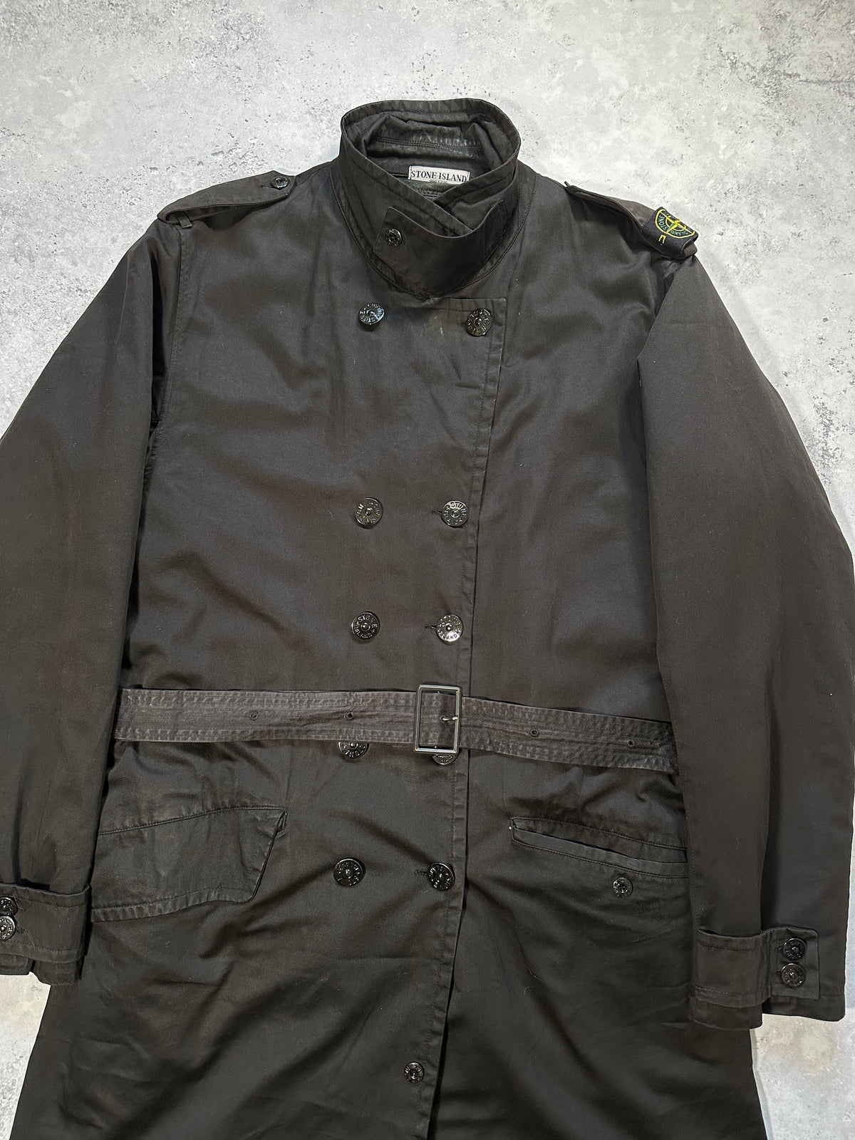 Stone Island AW2006 Raso Gommato Shoulder Badge Trench Jacket by Paul Harvey