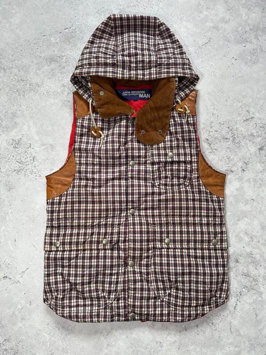 Junya Watanabe MAN Comme des Garçons 2009 Plaid Reversible Hooded Vest (XS-S)