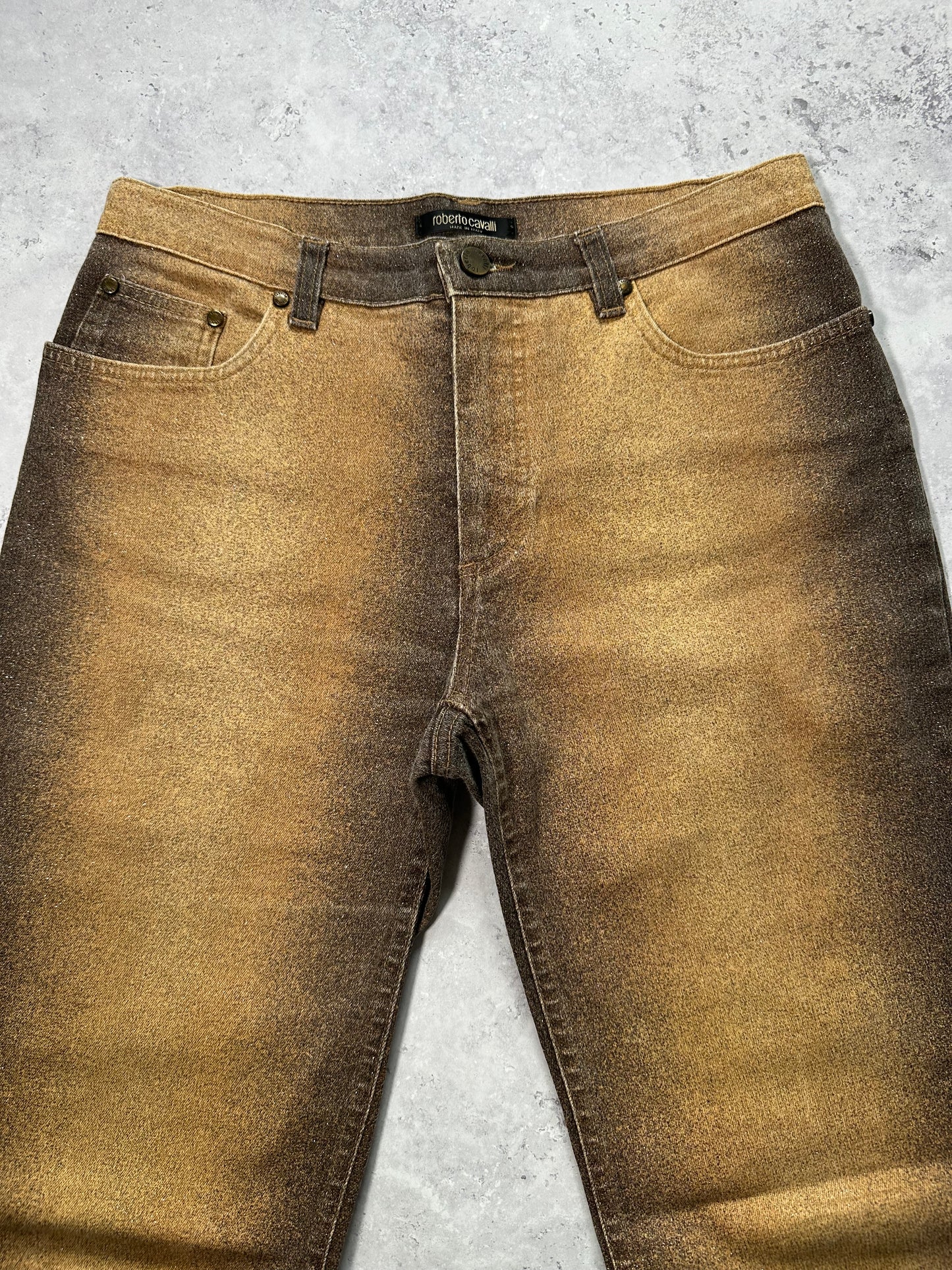 Roberto Cavalli 2002 Gradient Foil Straight Leg Jeans (W30 L31)