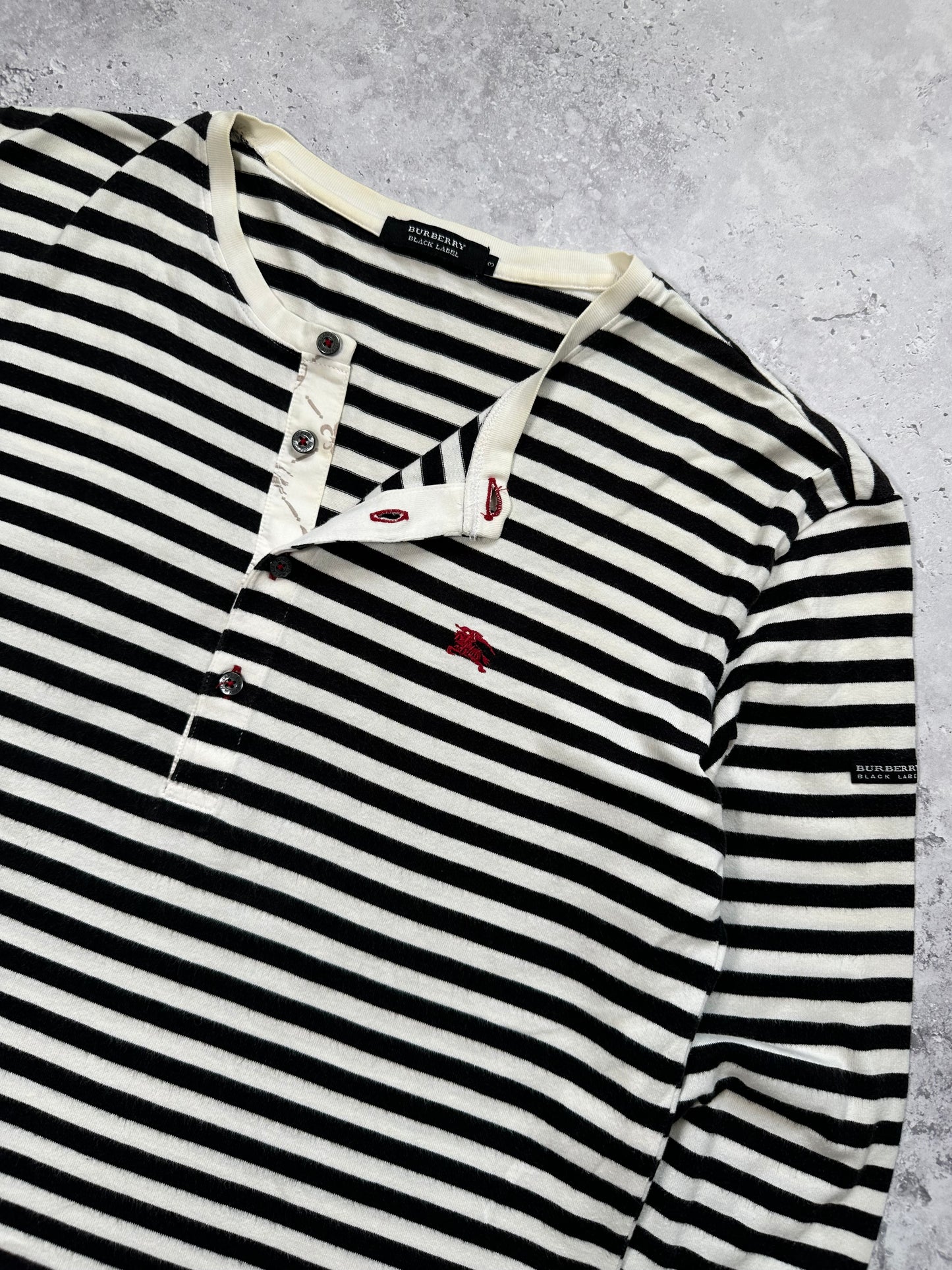 Burberry Black Label Striped Longsleeve Henley T-Shirt (M)