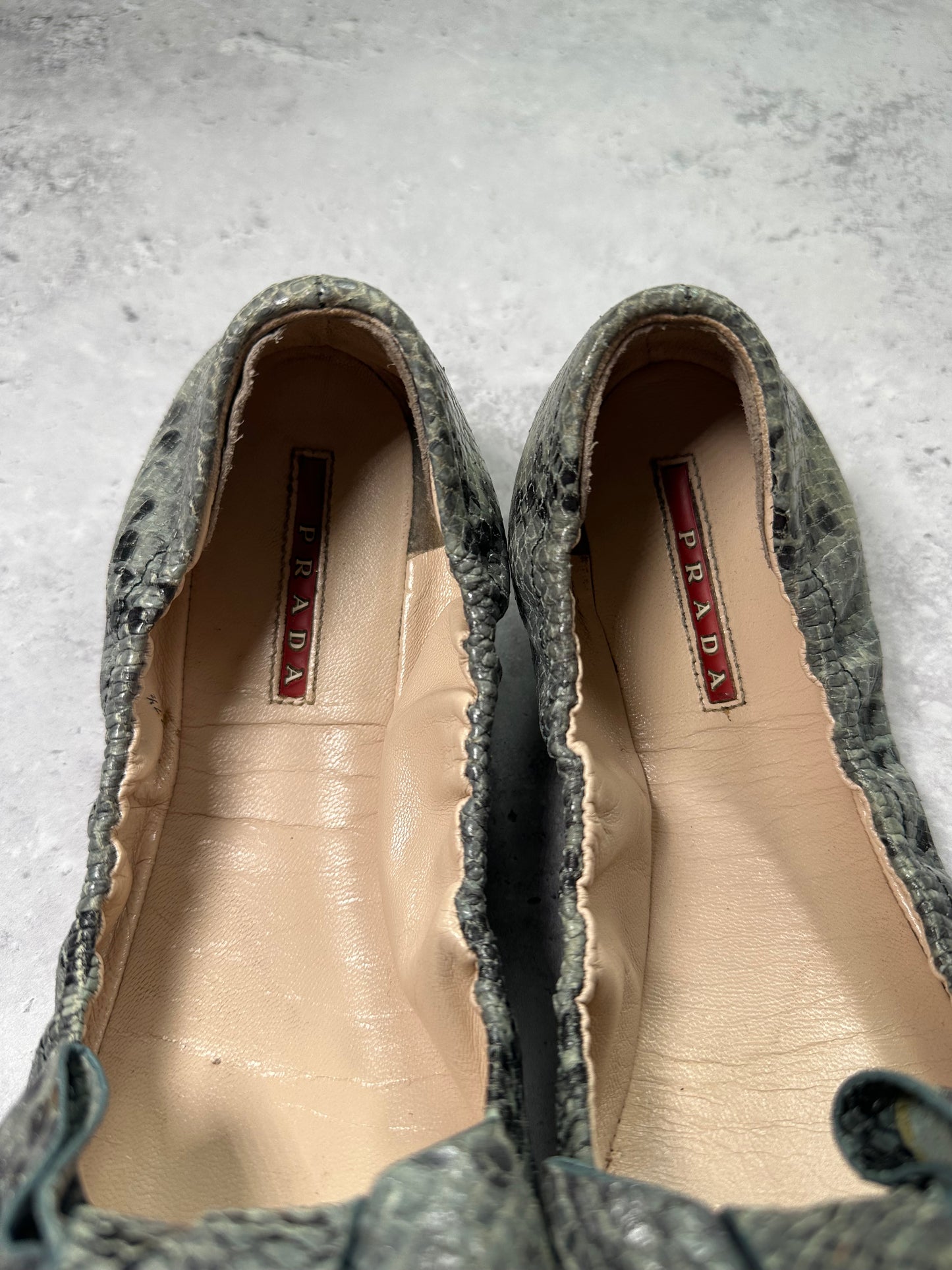 Prada Python Print Bow Ballet Flats (EU37.5)