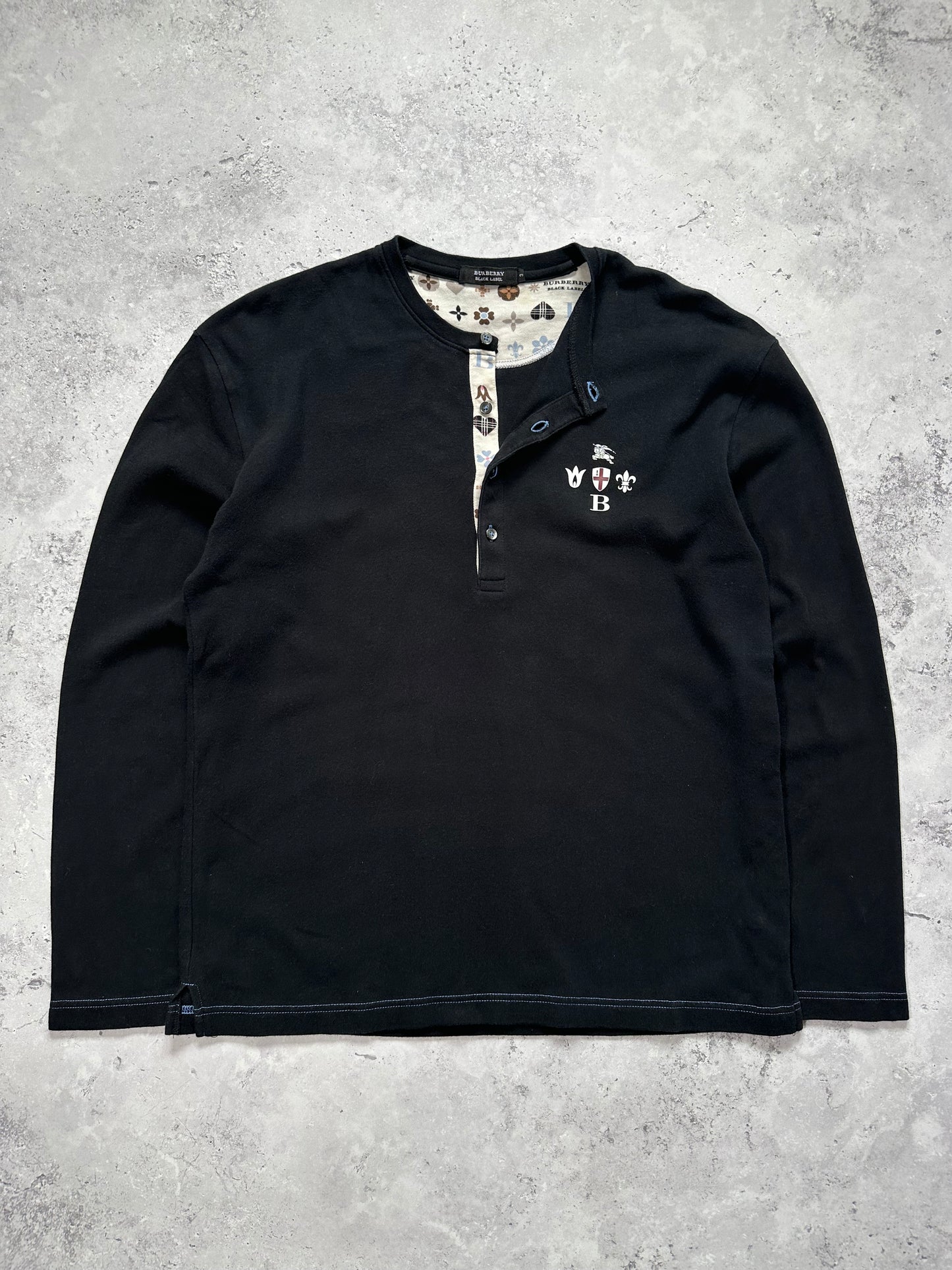 Burberry Black Label 2009 England Crest Longsleeve Henley T-shirt (M)
