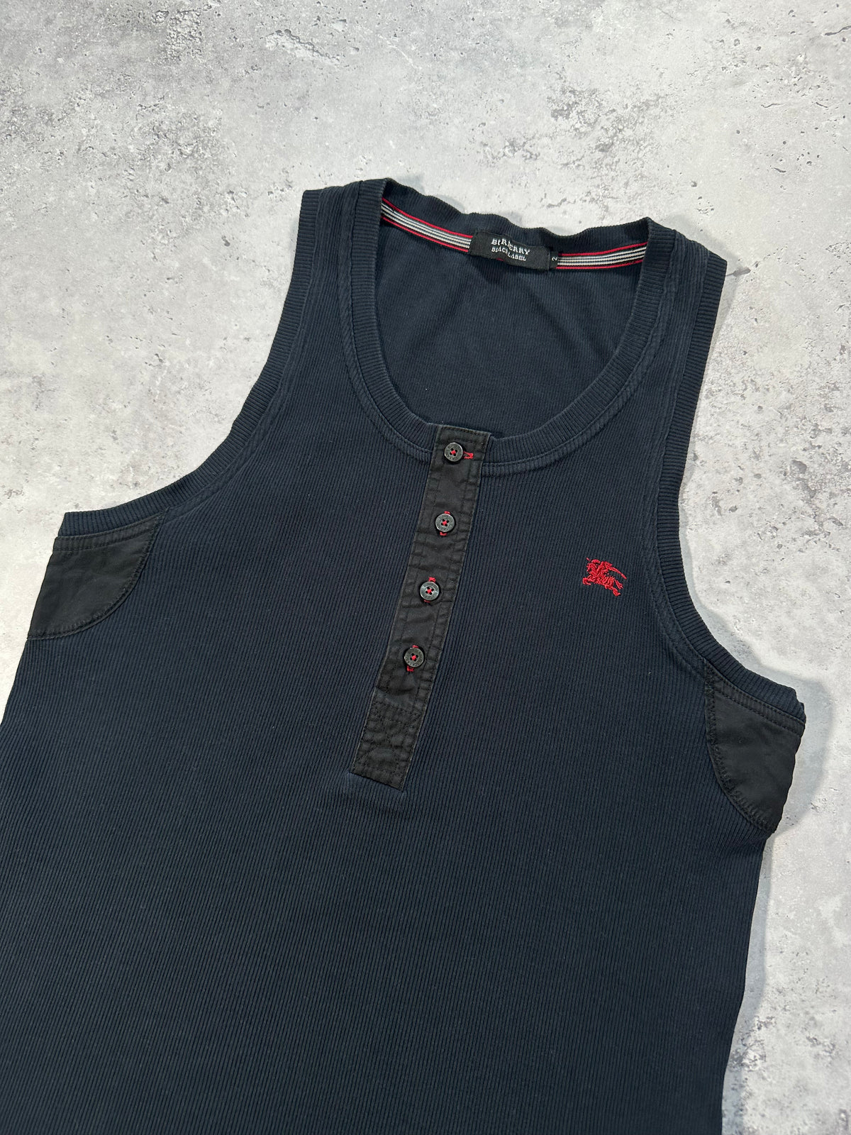 Burberry Black Label 2008 Ribbed Cotton Henley Tank Top / Vest (S)