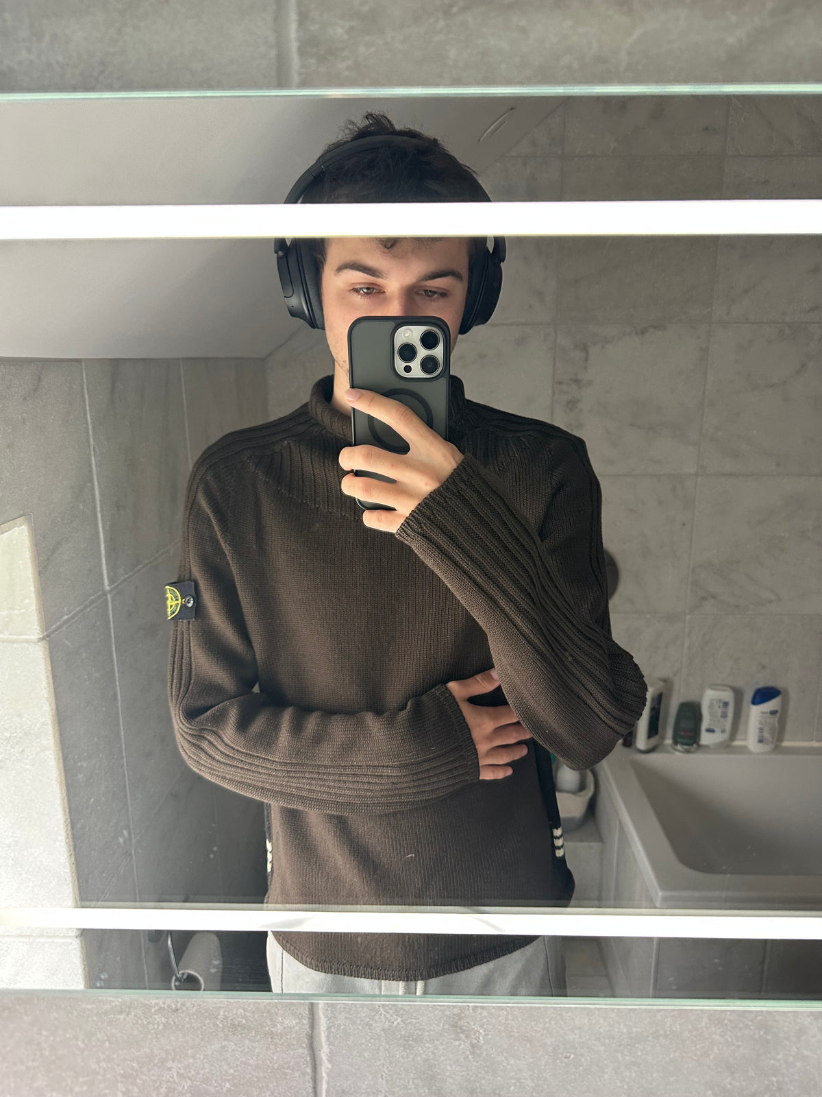 Stone Island AW2001 Ribbed Mockneck Wool Jumper by Paul Harvey (L-M)