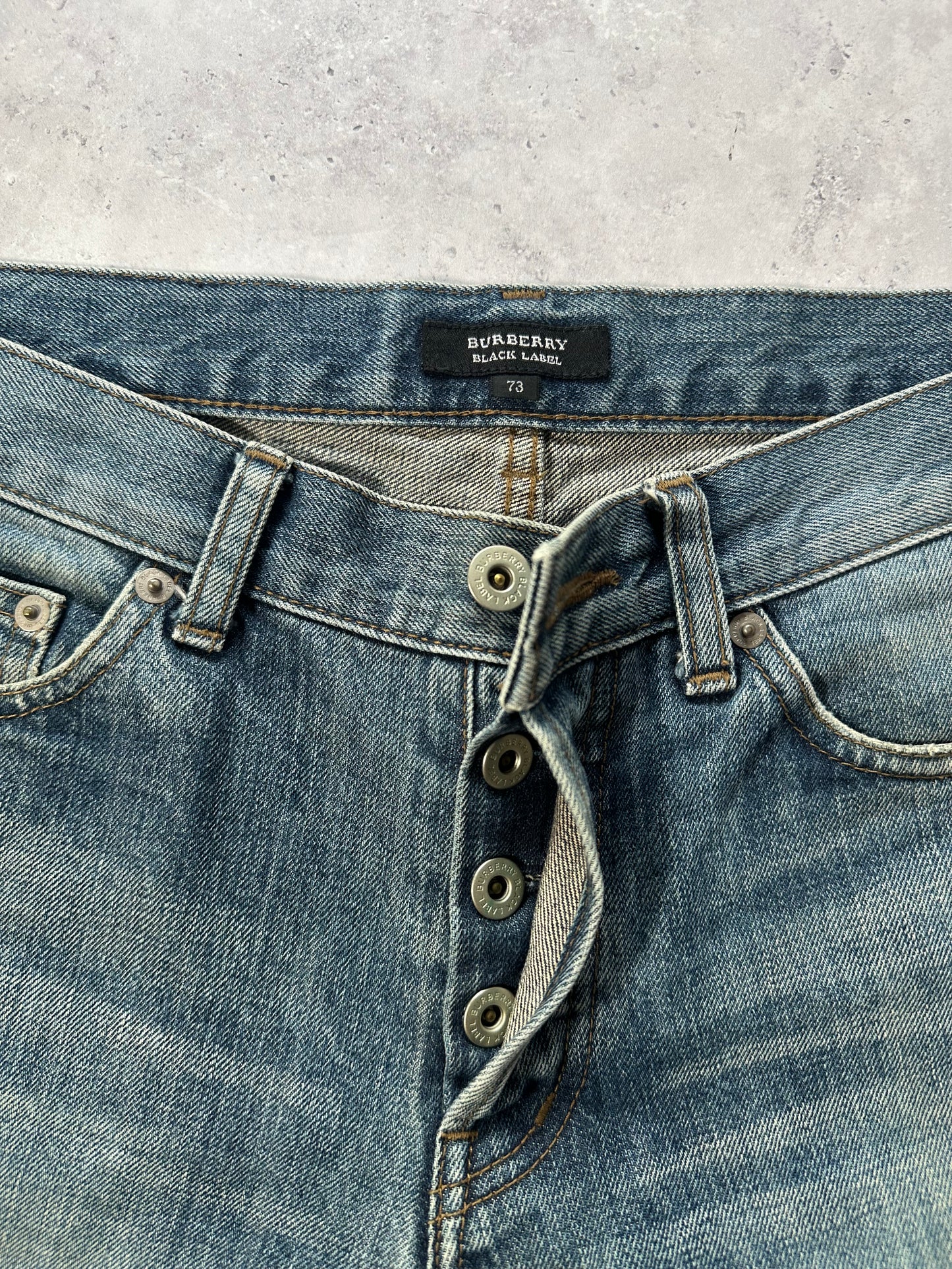 Burberry Black Label 2008 Embroidered Pocket Check Jeans (W29”/73cm)