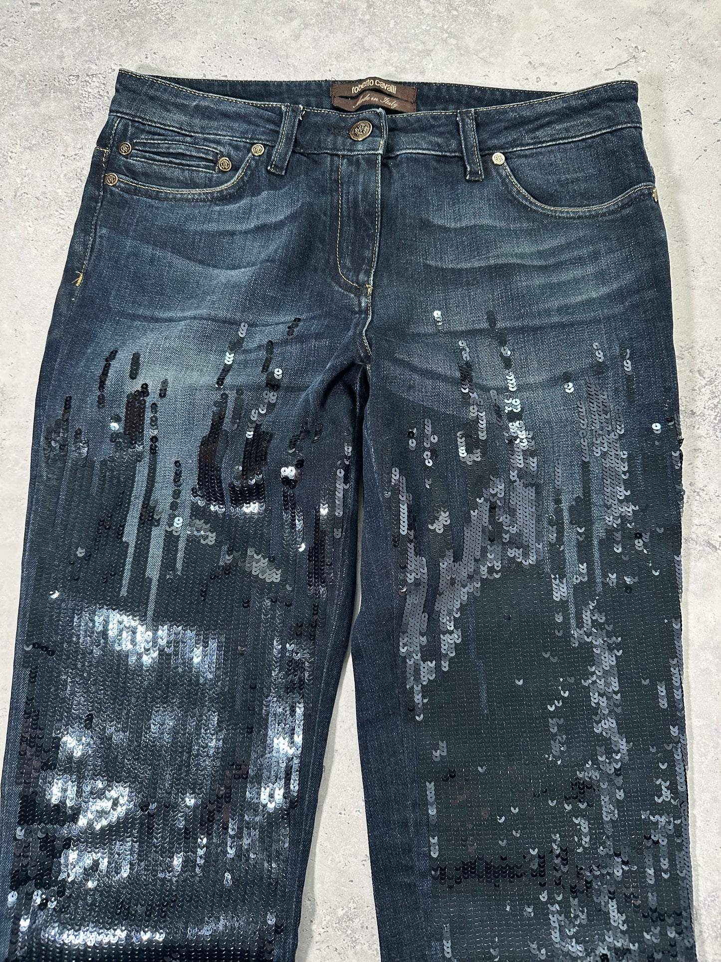 Roberto Cavalli 2010s Sequinned Denim Jeans (W28)