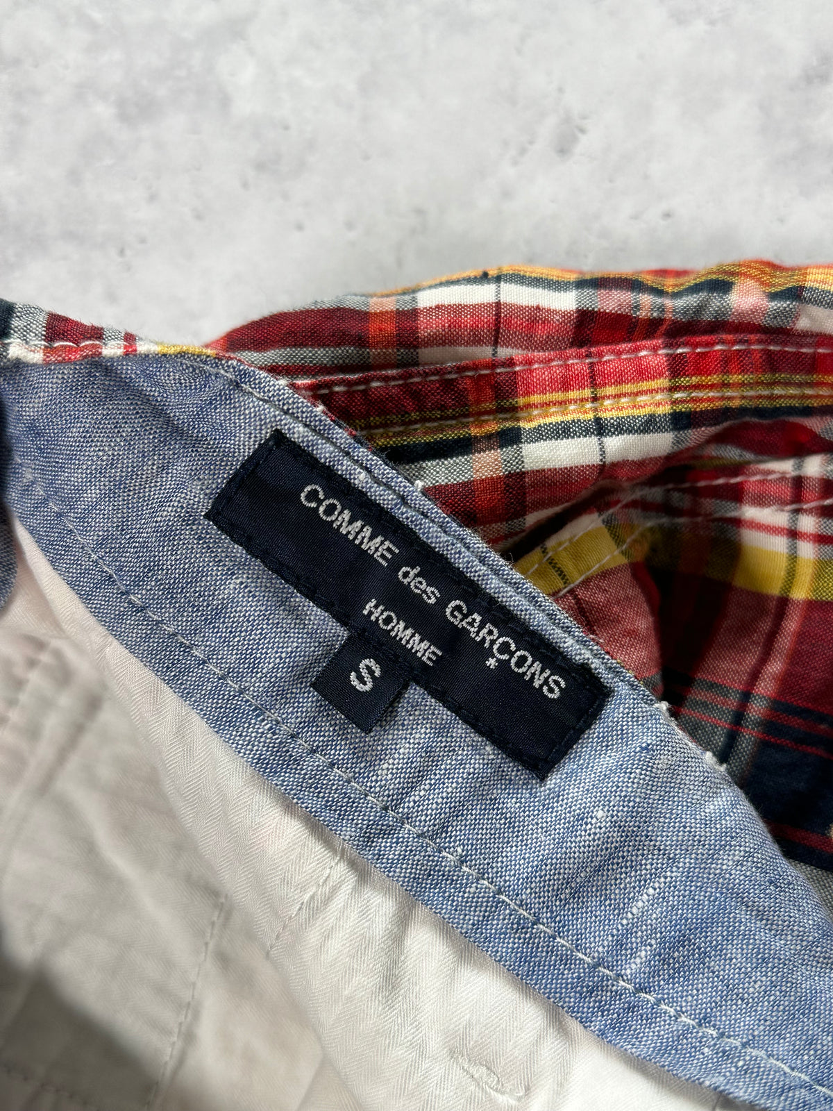 Comme des Garçons Homme AD2012 Plaid Bleached Shorts (Waist 32”)