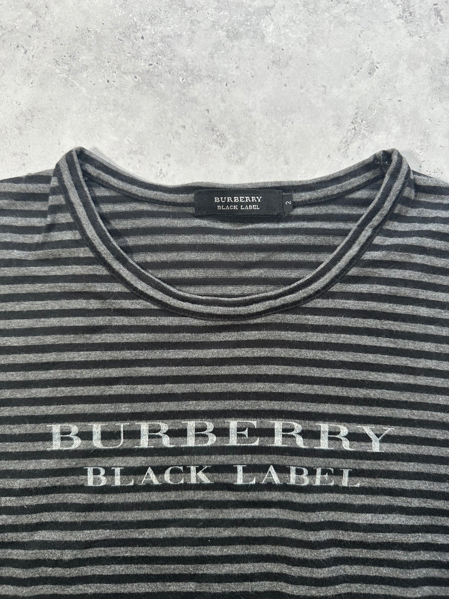 Burberry Black Label Spellout Striped T-Shirt (S)