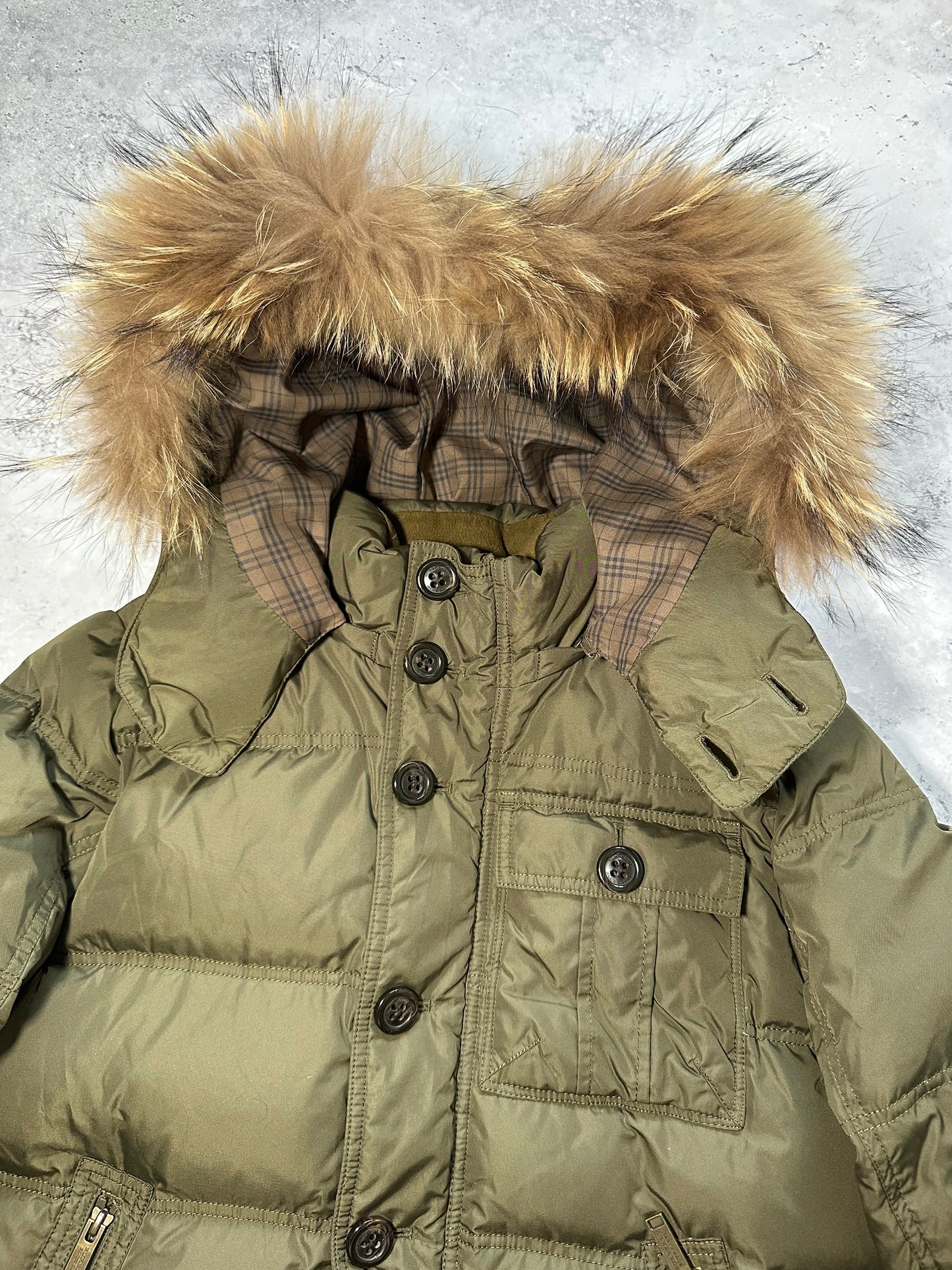 Burberry Blue Label Fur Trim Down Puffer Jacket (M)