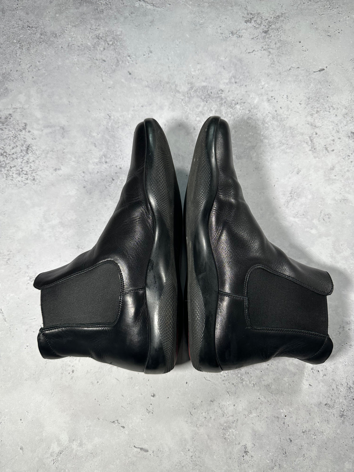 Prada Linea Rossa Leather Chelsea Boots in Black (UK9/EU43/US10)