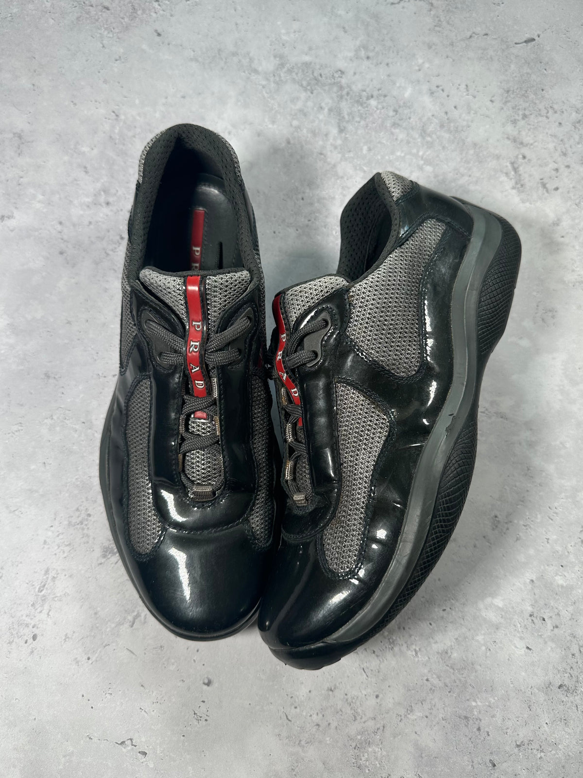 Prada Linea Rossa America’s Cup Sneakers in Patent Black (UK7-7.5/EU40-40.5/ US8-8.5)