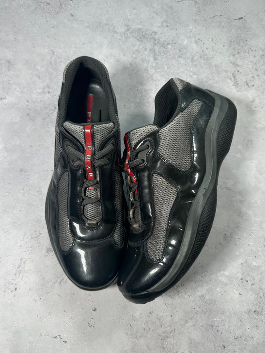 Prada Linea Rossa America’s Cup Sneakers in Patent Black (UK7-7.5/EU40-40.5/ US8-8.5)