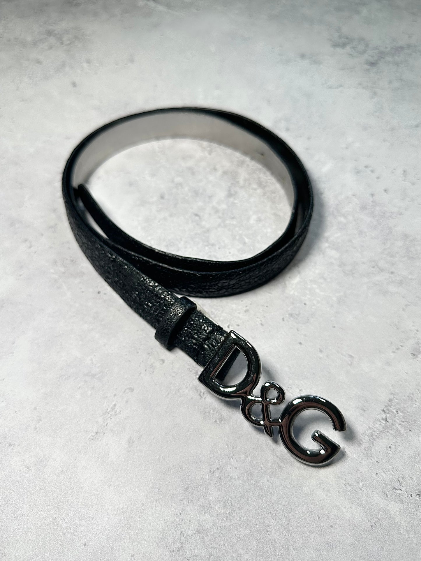 D&G Metal Logo Leather Belt