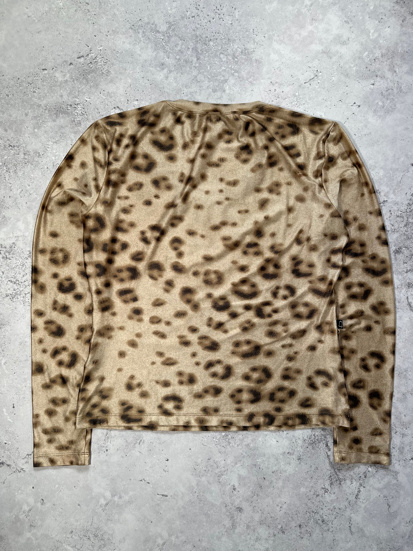 Roberto Cavalli 2000s Leopard Print Stretch Longsleeve Tshirt (M)
