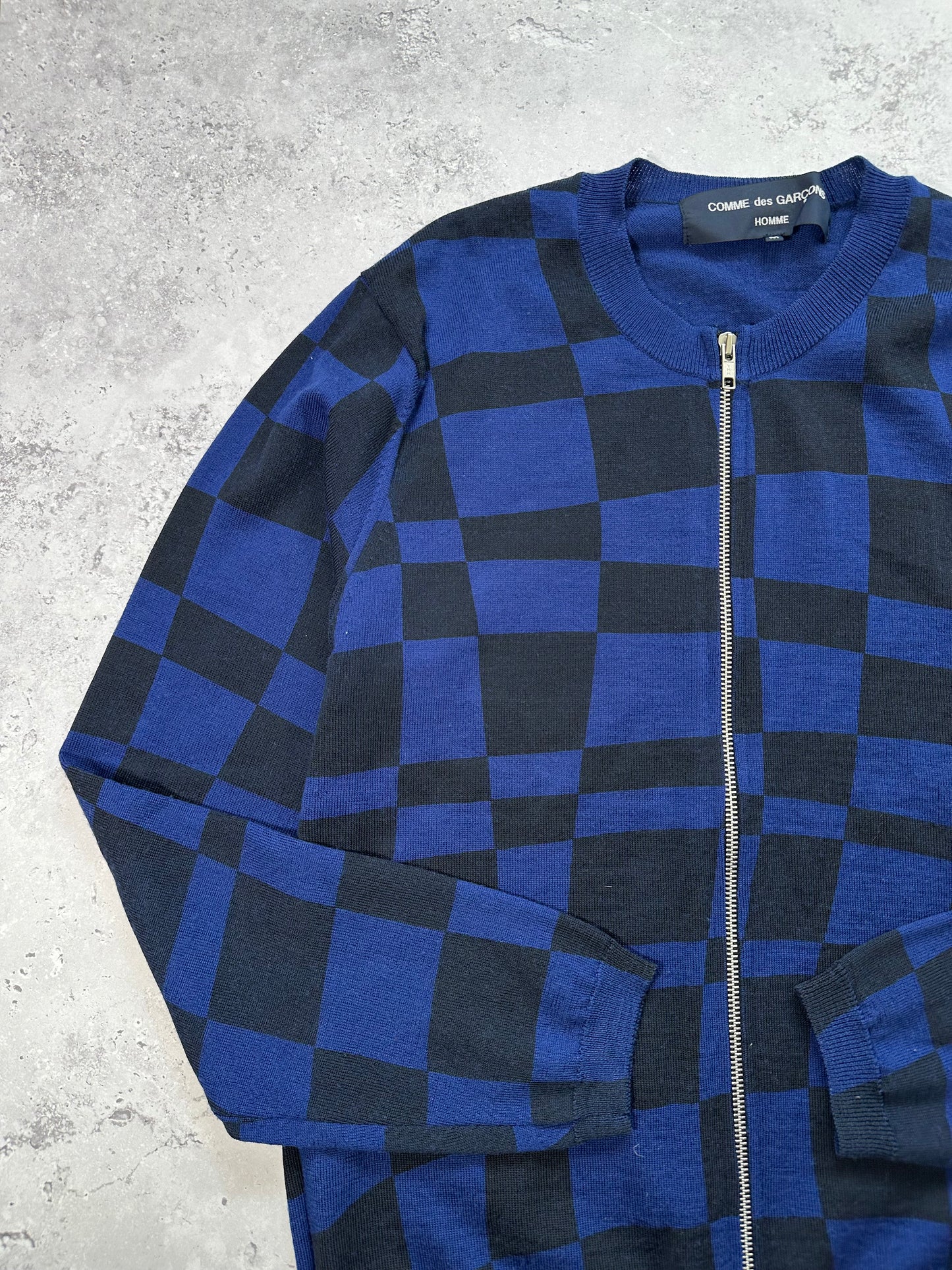 Comme des Garçons Homme AD2004 Checkerboard Zip Knit Cardigan (M)