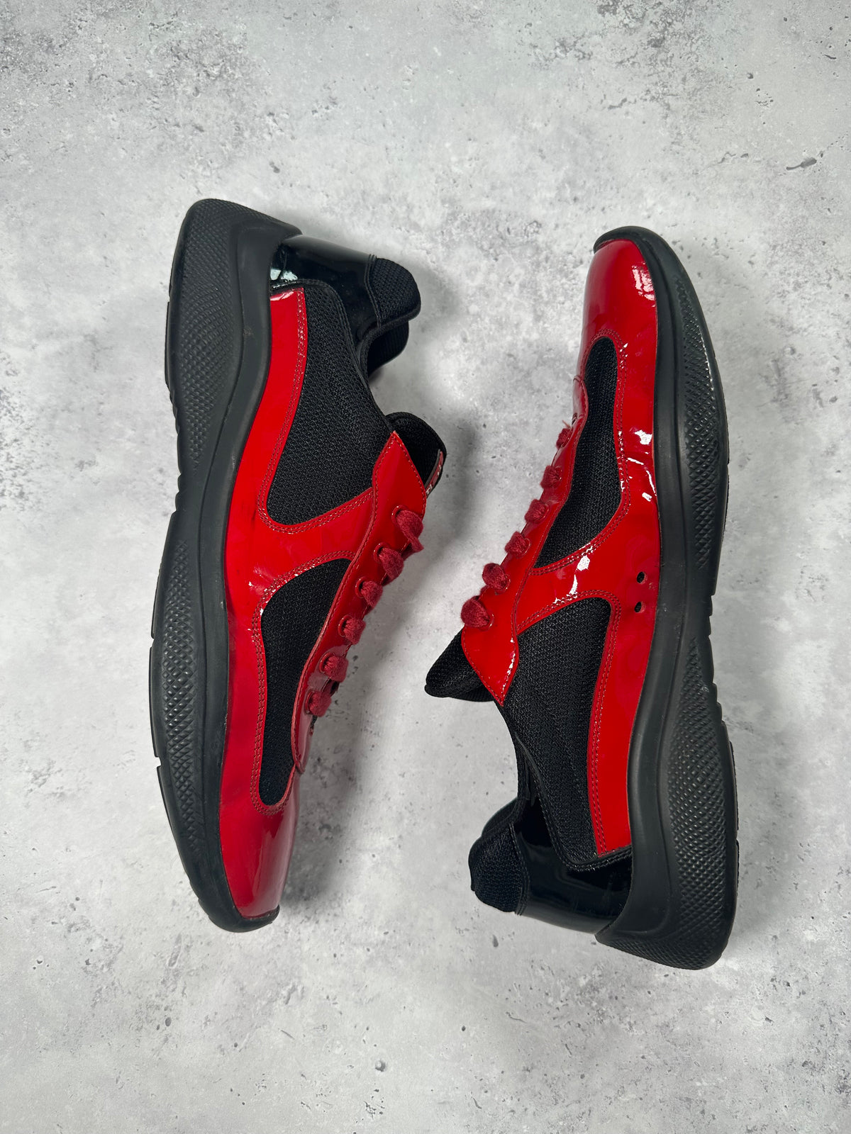 Prada America’s Cup 2022 Patent Leather Sneakers in Red & Black (UK11.5/US12.5/EU46)