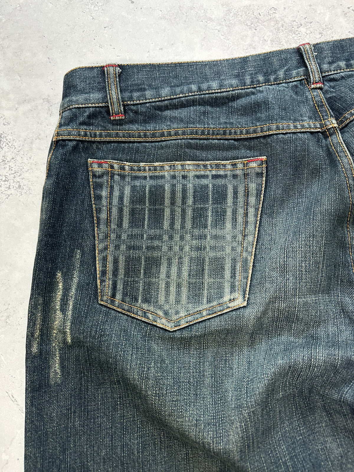 Burberry Black Label 2007 Pocket Check Clawmark Denim Jeans (Waist 33-34” / 85cm)
