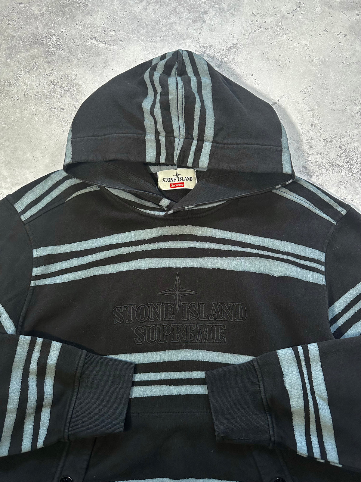 Stone Island x Supreme 2020 Striped Pullover Hoodie (M)