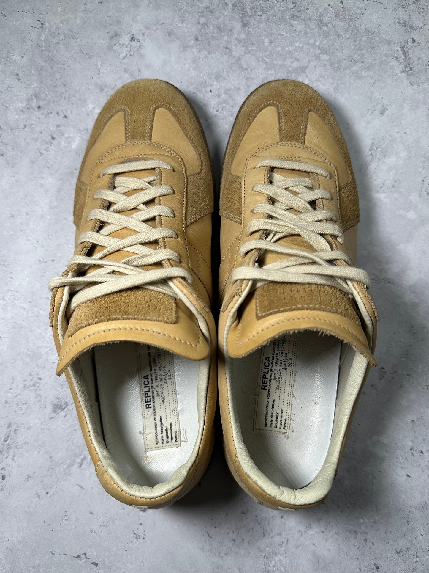 Maison Margiela GAT Natural Tan Leather Low Sneakers EU43