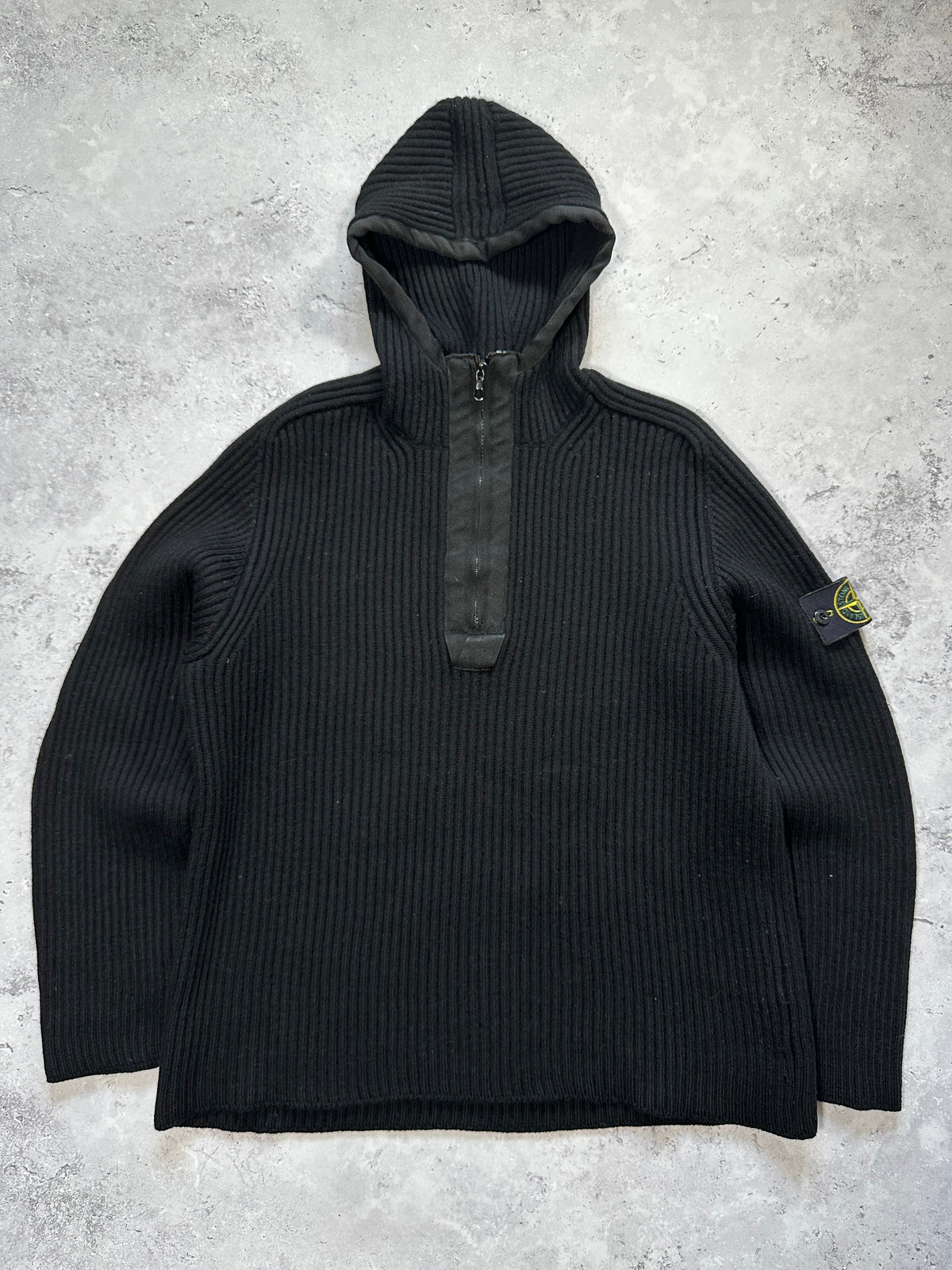 Stone Island AW2007 Ribbed Soft Wool Quarter Zip Hoodie (M)