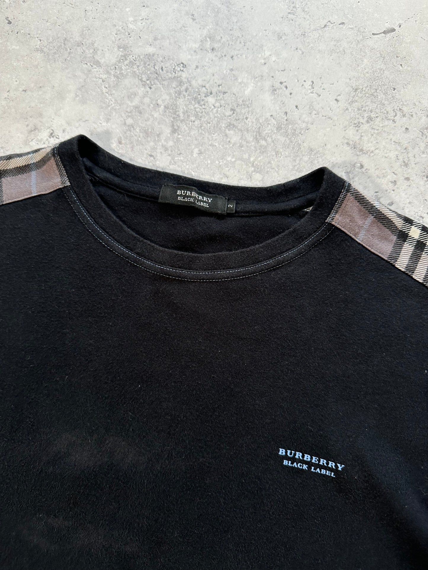 Burberry Black Label 2009 Shoulder Check Spellout Longsleeve T-shirt (S)