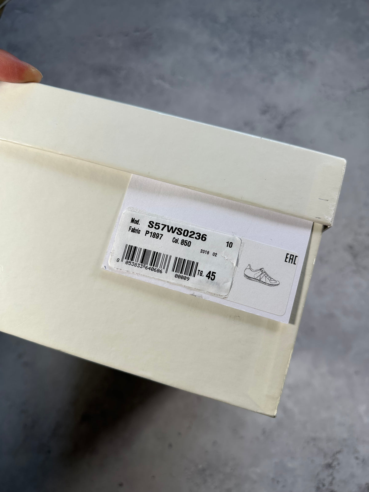 Maison Margiela 2018 GAT Low Sneakers in Cloud Grey (EU45 / UK11 / US12)