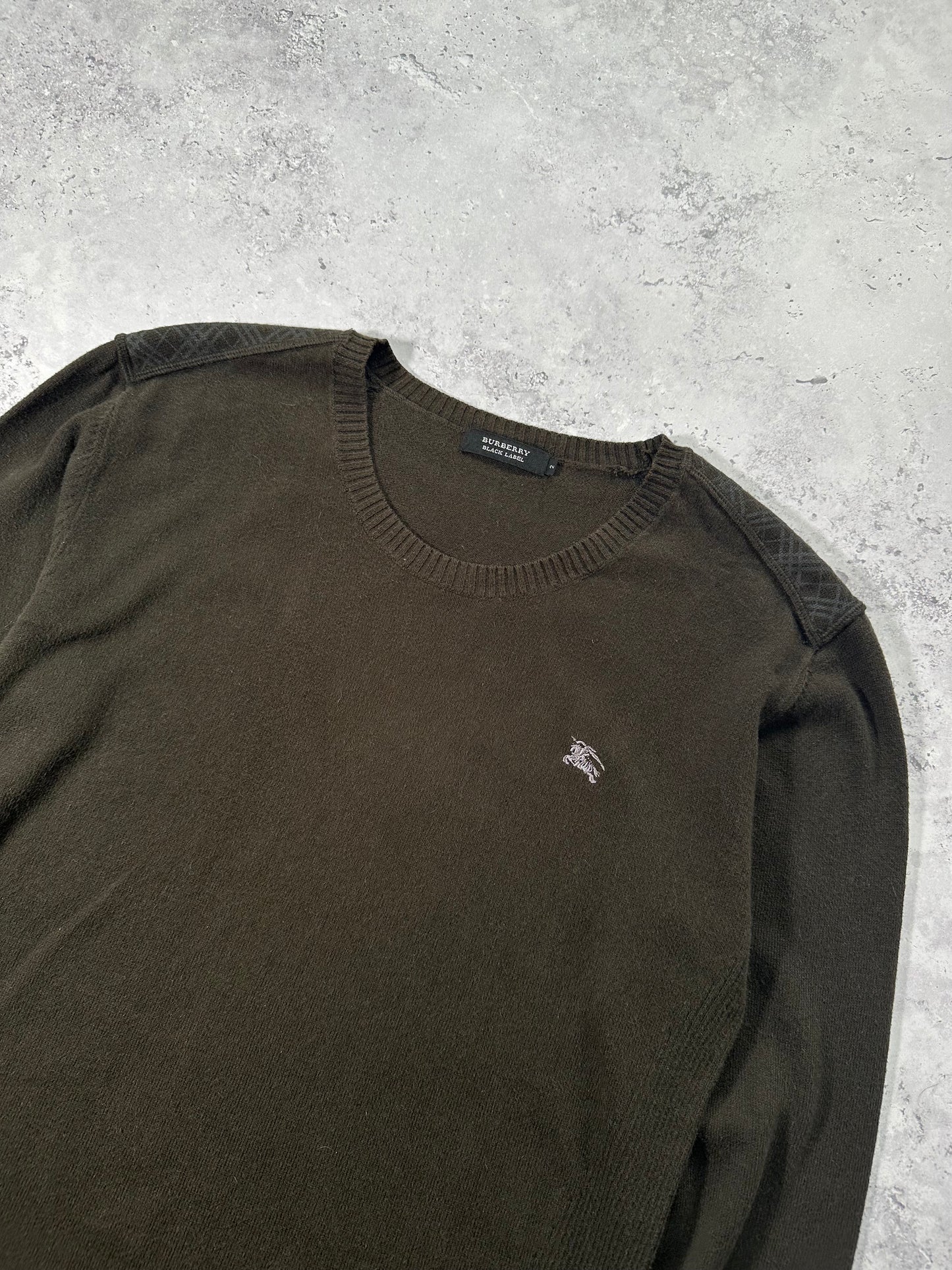 Burberry Black Label 2008 Cotton & Cashmere Shoulder Check Sweatshirt (S)