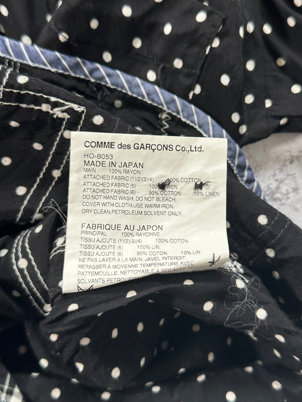 Comme des Garçons Homme AD2014 Polkadot Patchwork Longsleeve Shirt (S)