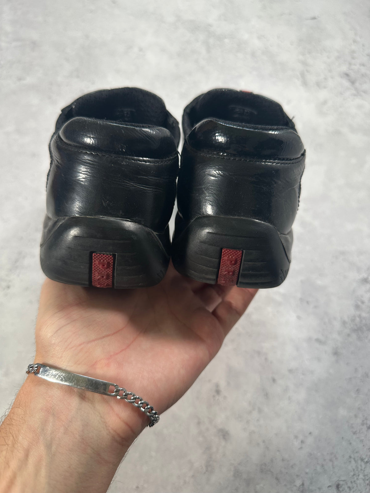 Prada Linea Rossa America’s Cup Full Leather Sneakers in Patent Black (UK5-5.5/EU38-38.5/ US6-6.5)