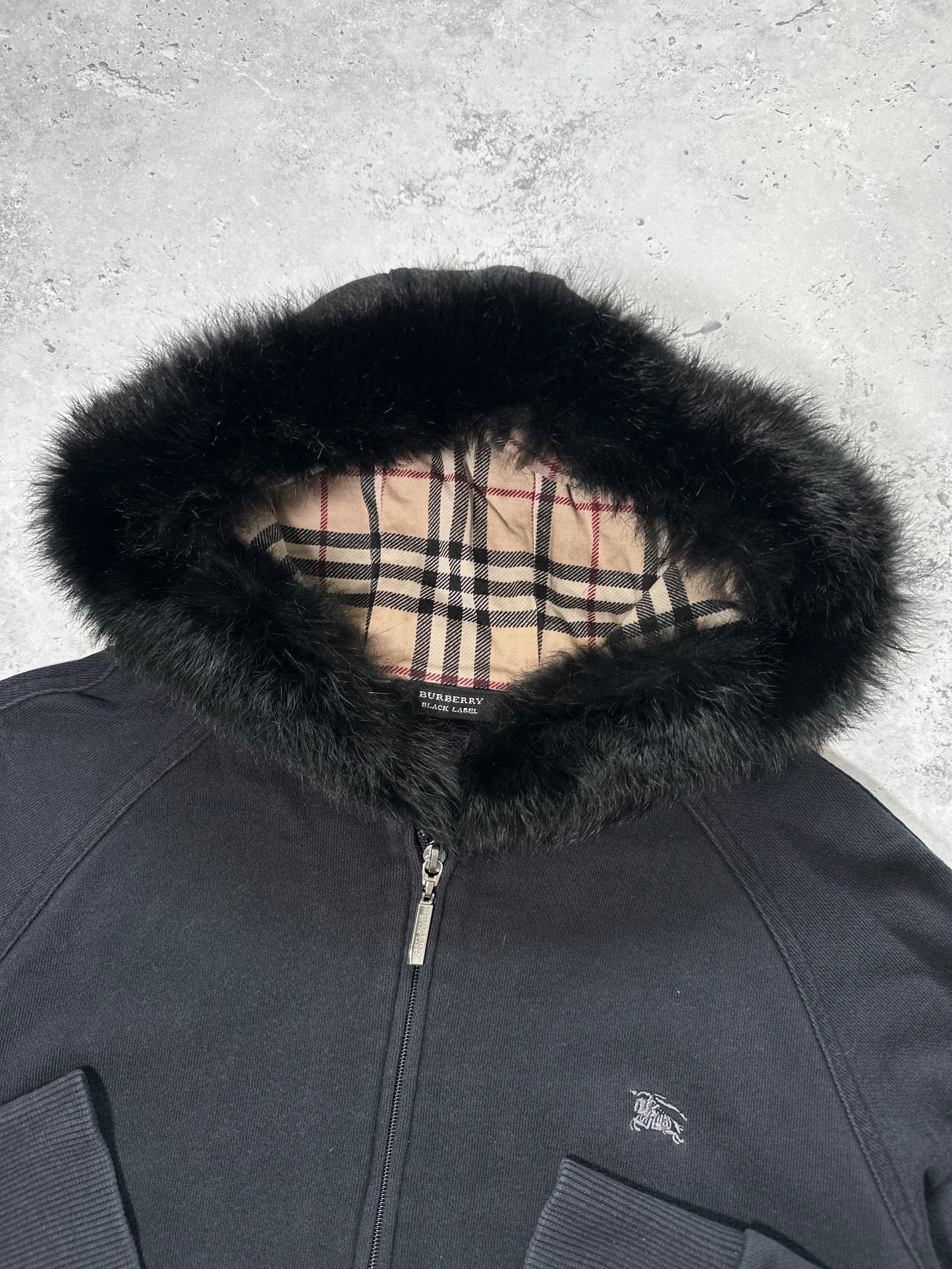 Burberry Black Label Fur Hood Zip Hoodie (S)