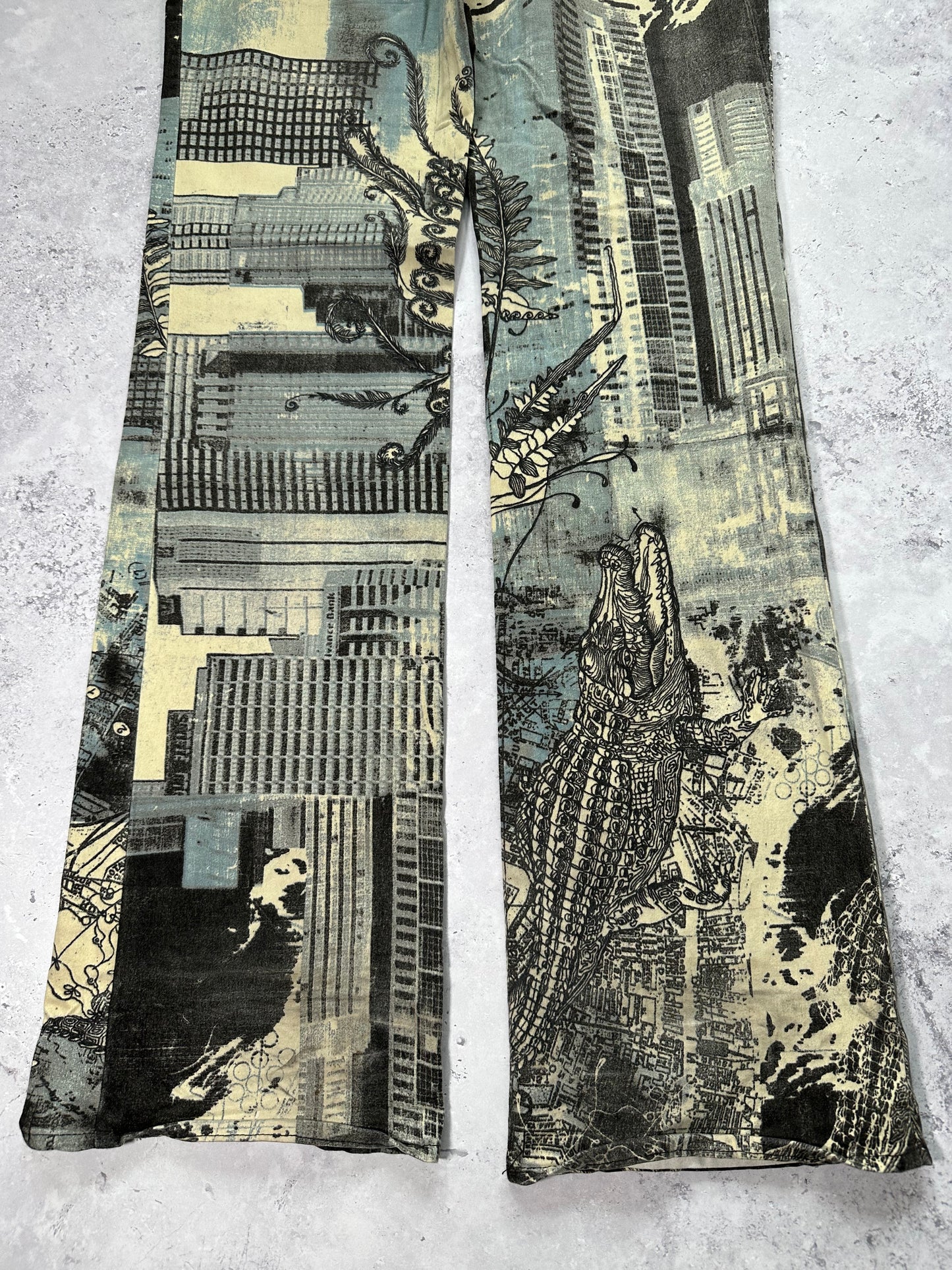 Roberto Cavalli 2004 ‘New York City’ Print Bootcut Jean