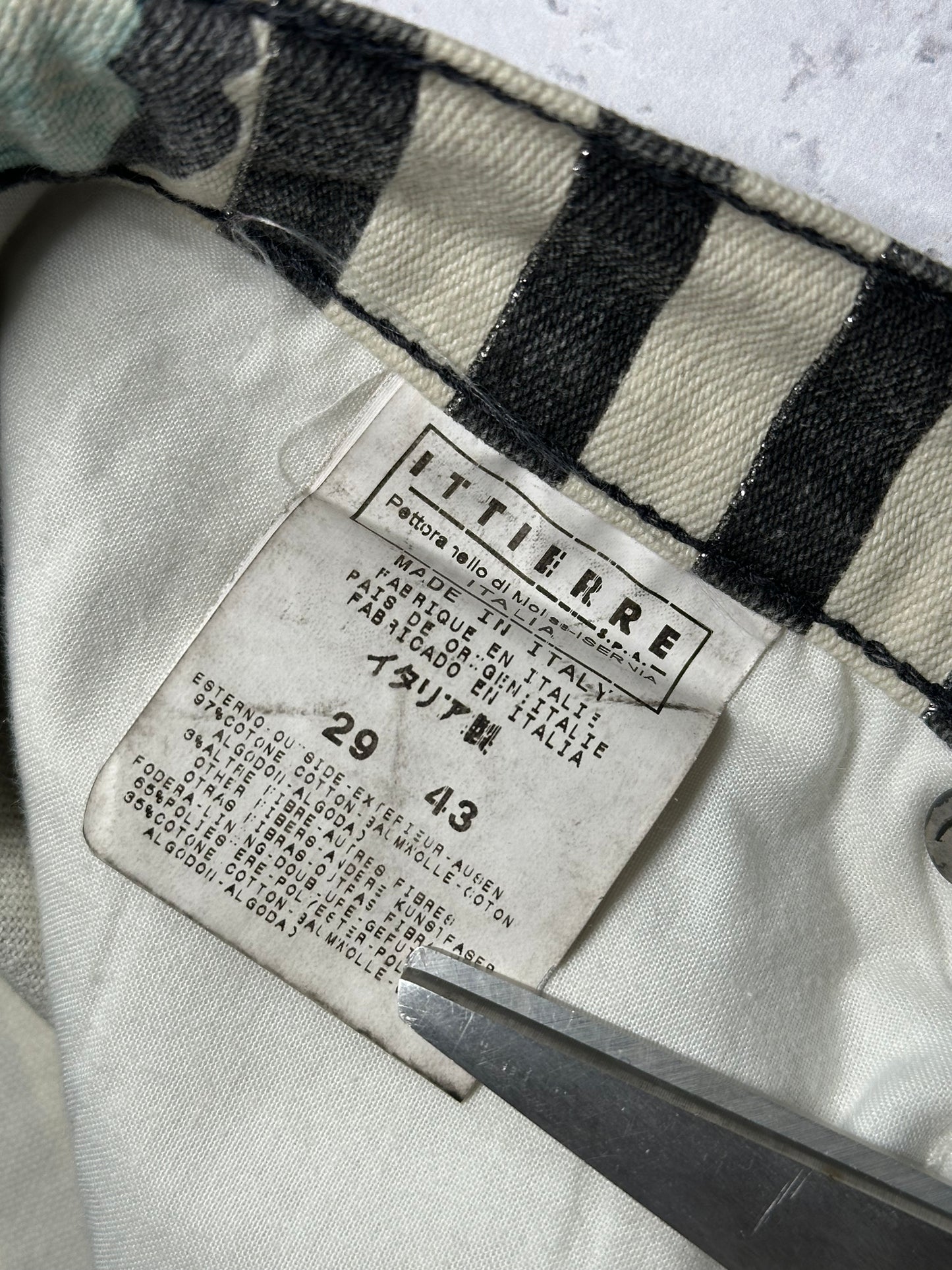 Roberto Cavalli 2005 Striped Floral Flared Jeans