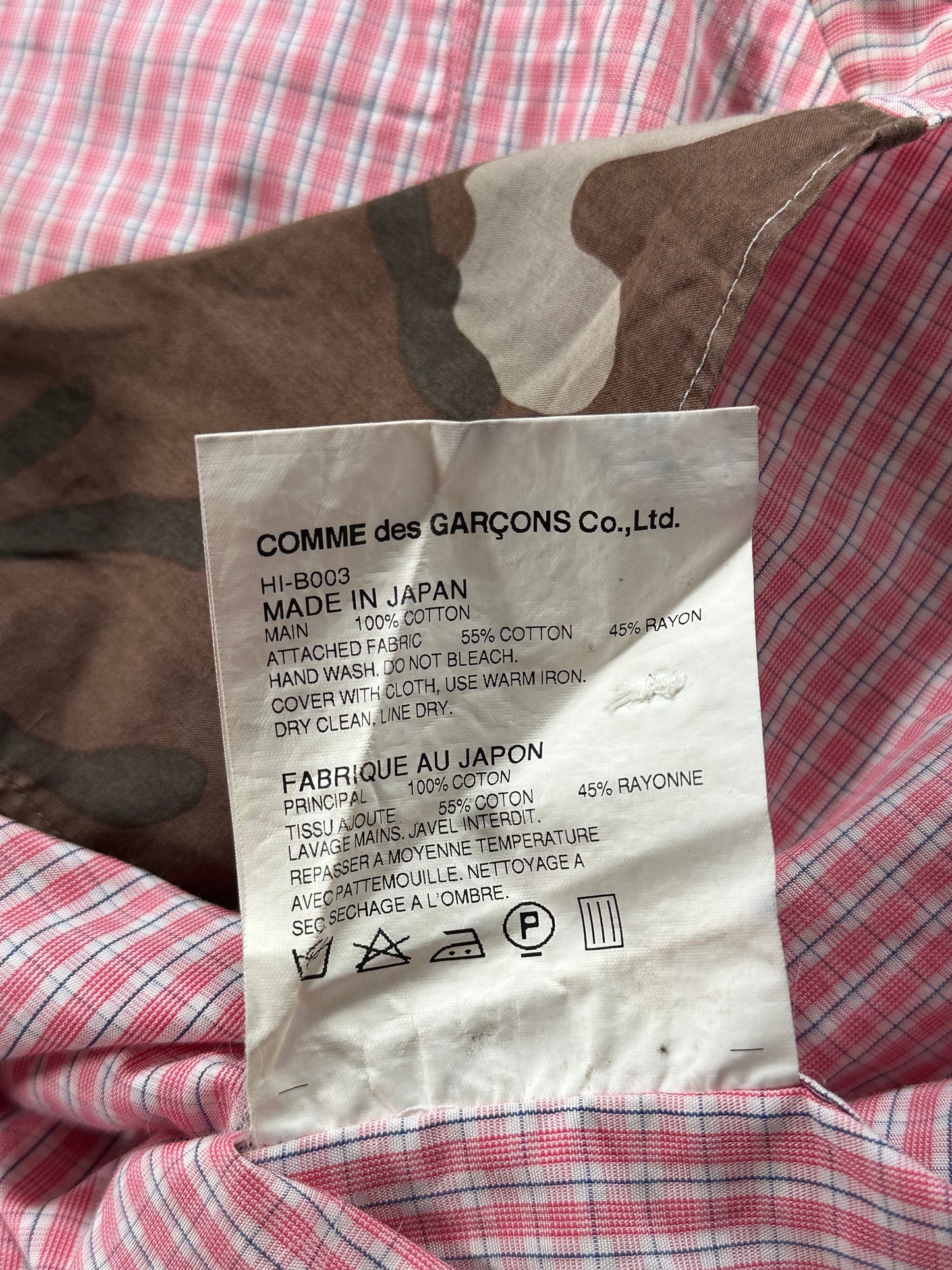 Comme des Garçons Homme AD2011 Camo Plaid Longsleeve Shirt (L)