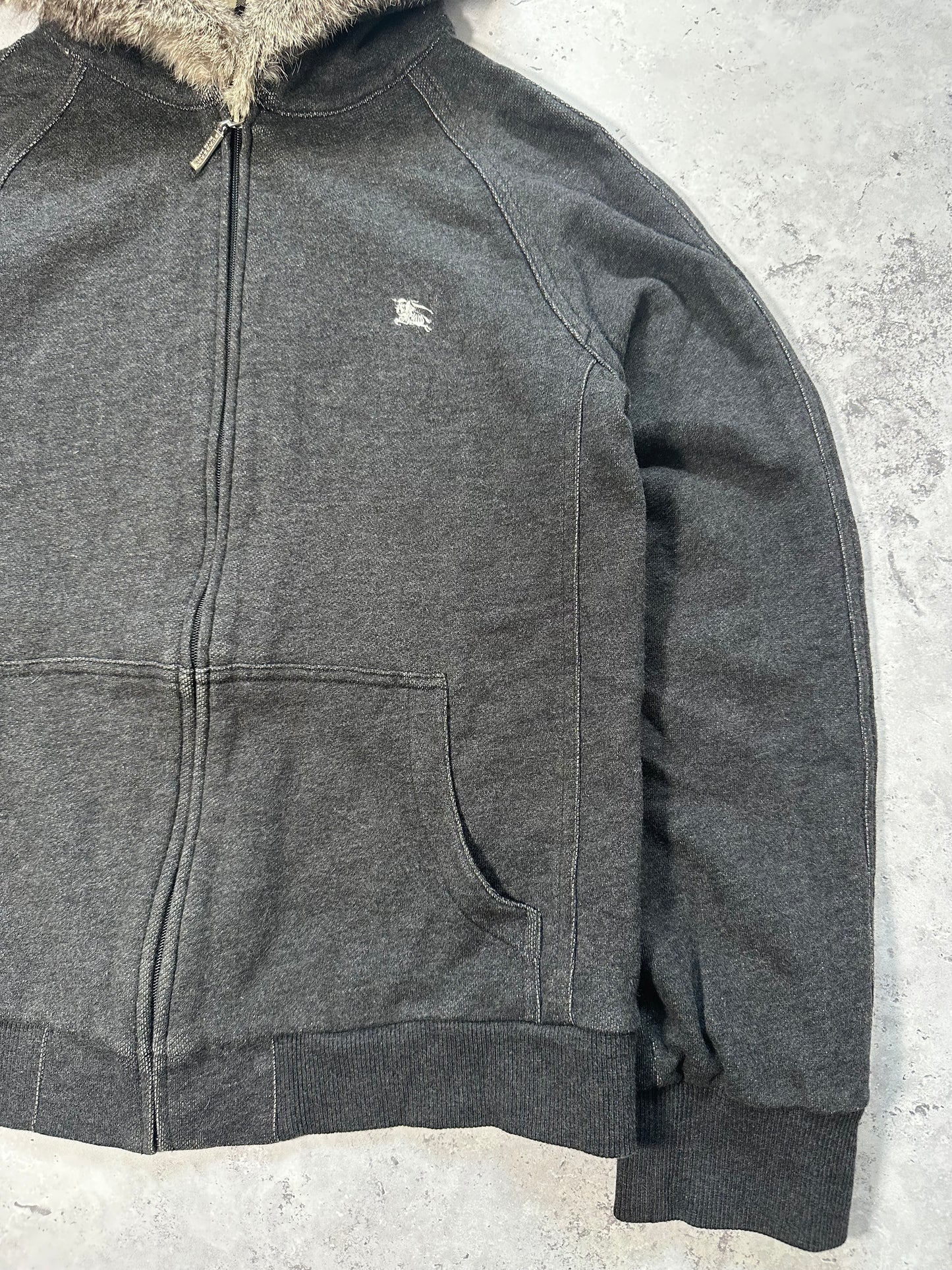 Burberry Black Label 2007 Fur Hood Zip Hoodie (S)