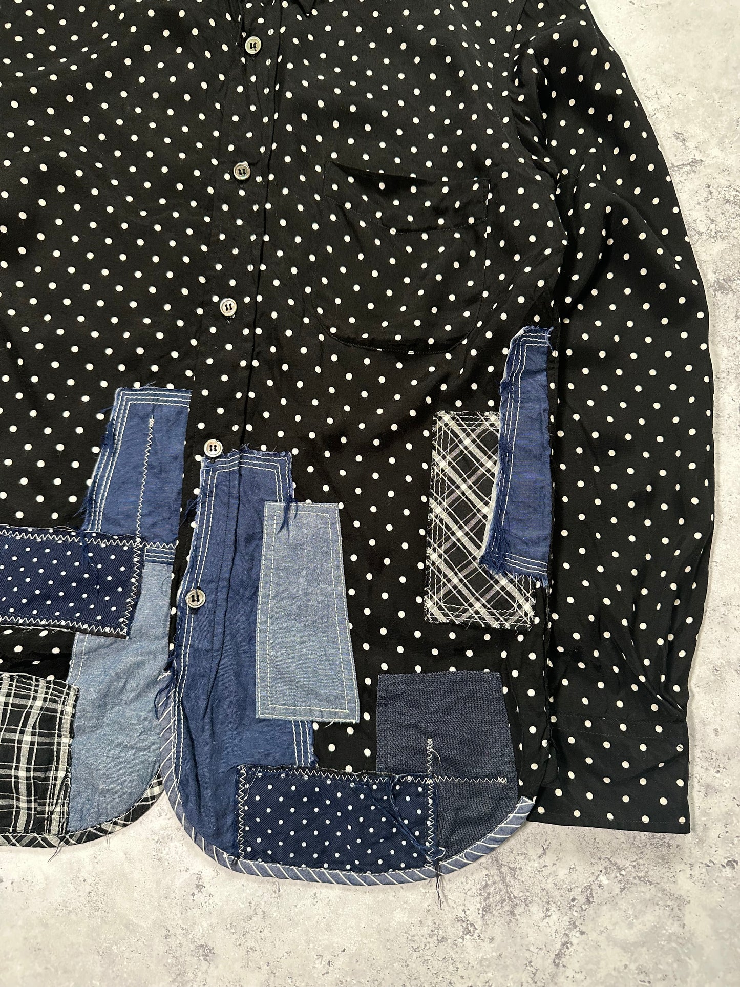 Comme des Garçons Homme AD2014 Polkadot Patchwork Longsleeve Shirt (S)