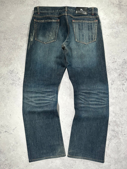 Burberry Black Label 2007 Pocket Check Clawmark Denim jeans