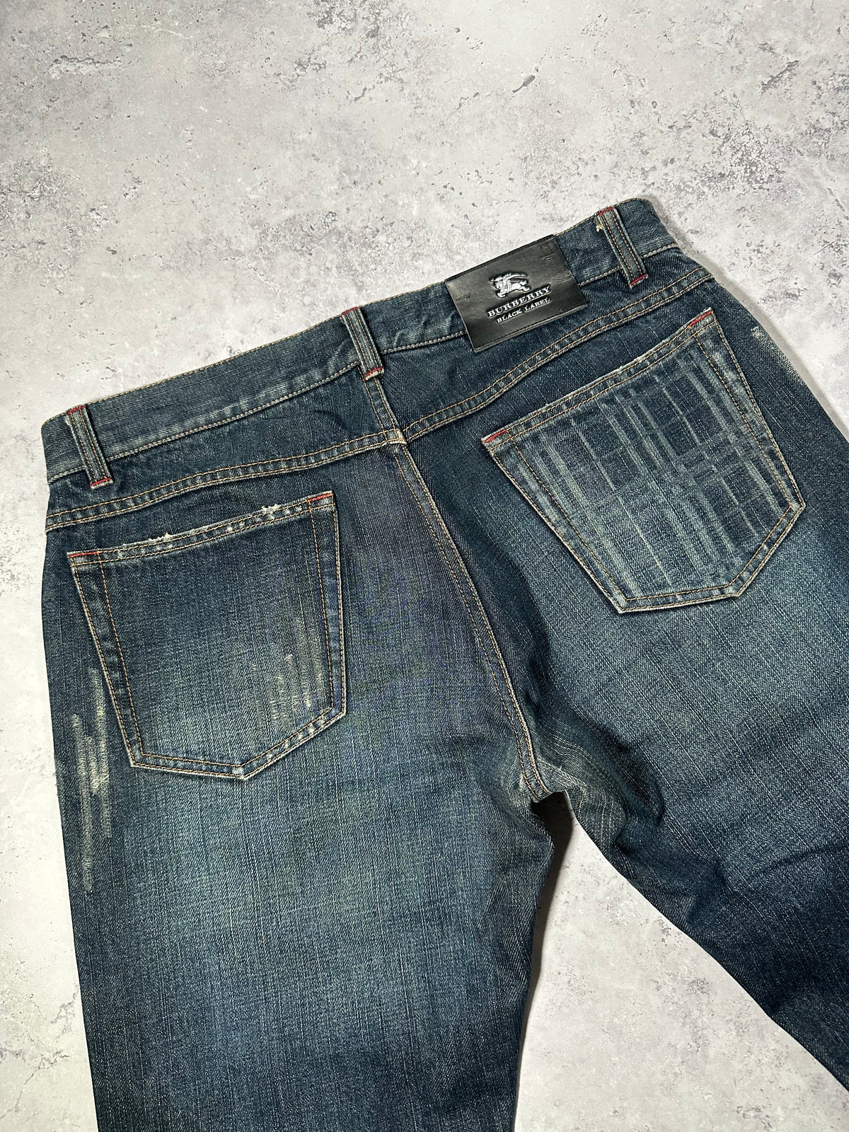 Burberry Black Label 2007 Pocket Check Clawmark Denim jeans