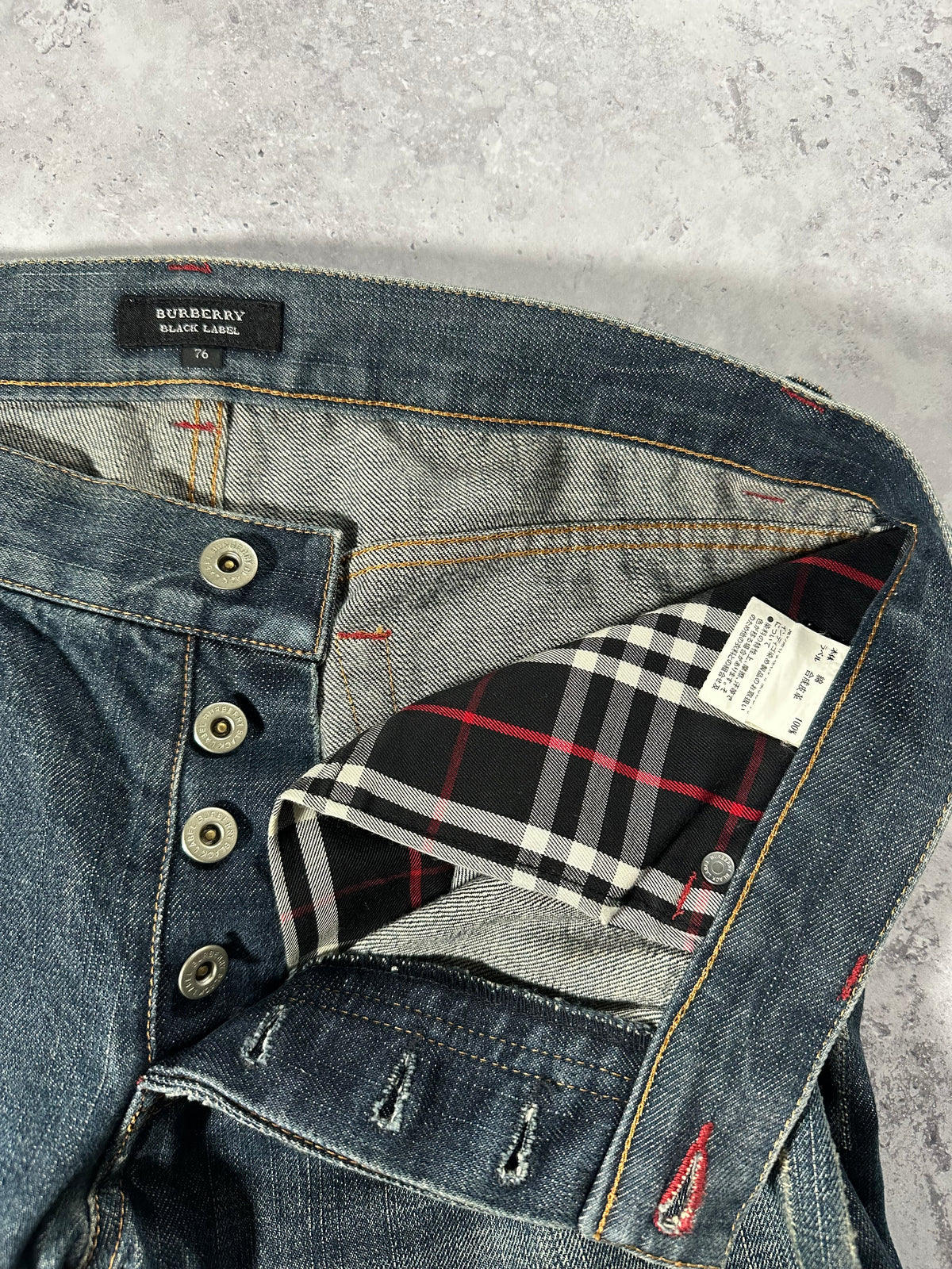 Burberry Black Label 2007 Pocket Check Clawmark Denim jeans