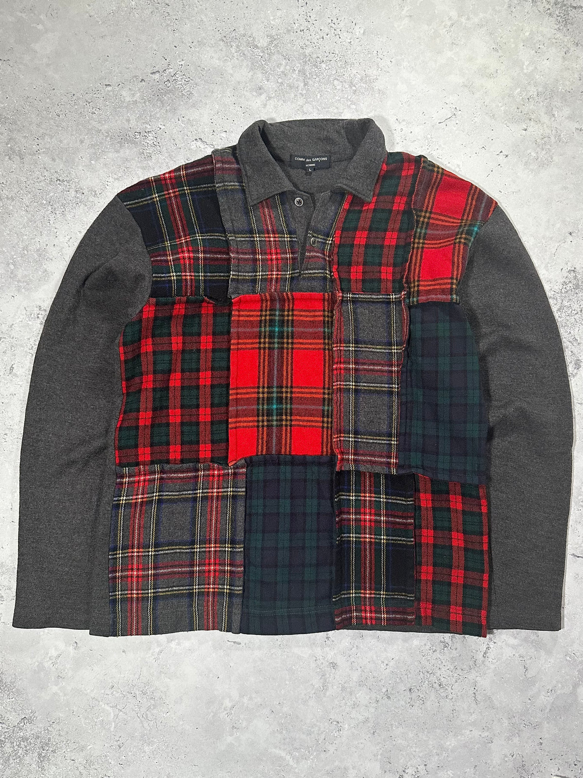 Comme des Garçons Homme AW2006 Heavy Wool Plaid Reconstructed Patchwork Longsleeve★