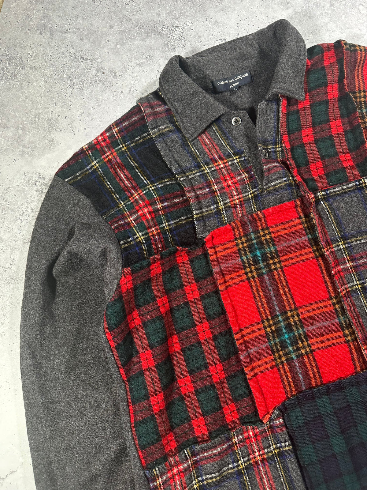 Comme des Garçons Homme AW2006 Heavy Wool Plaid Reconstructed Patchwork Longsleeve★