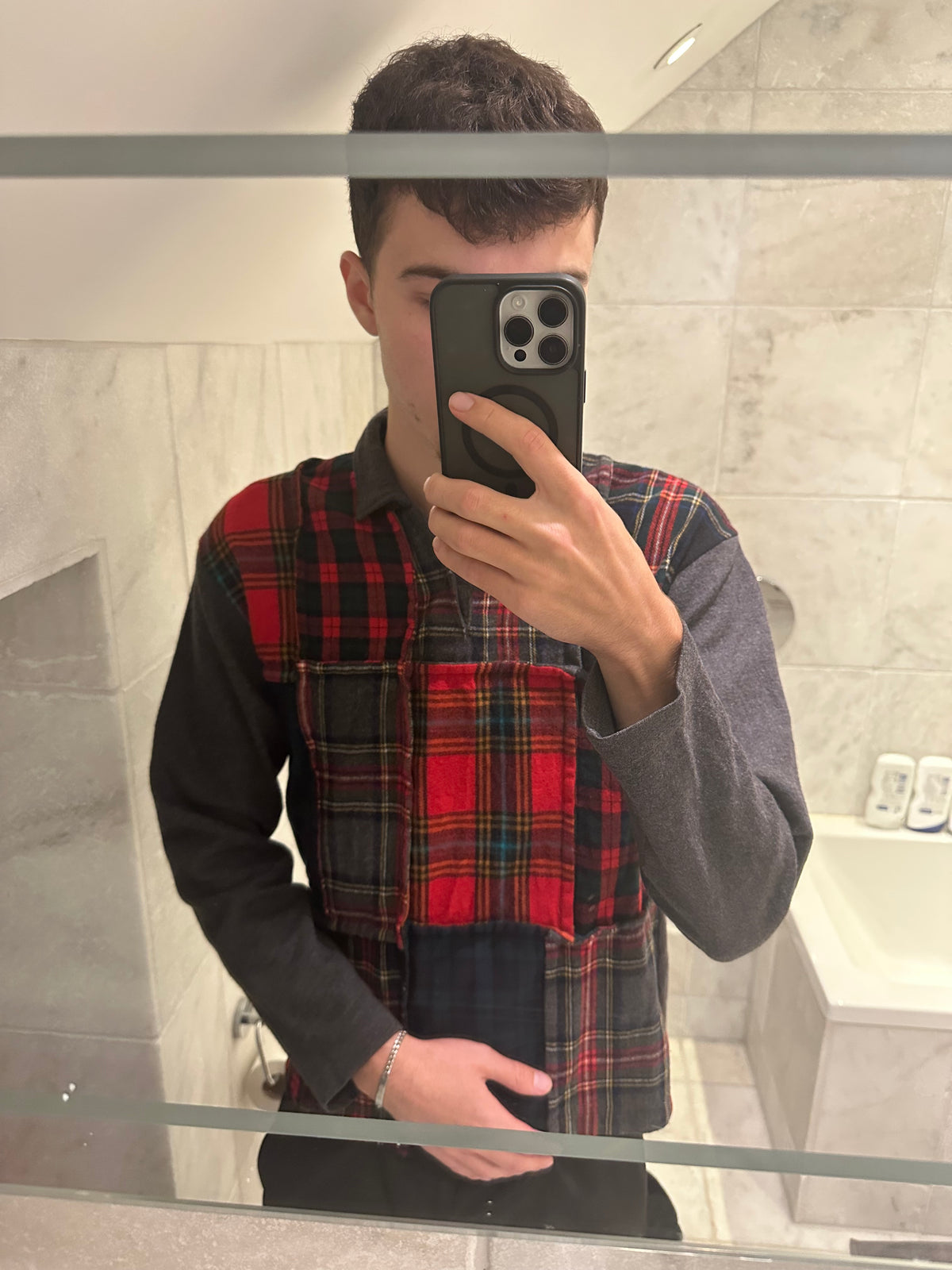 Comme des Garçons Homme AW2006 Heavy Wool Plaid Reconstructed Patchwork Longsleeve★