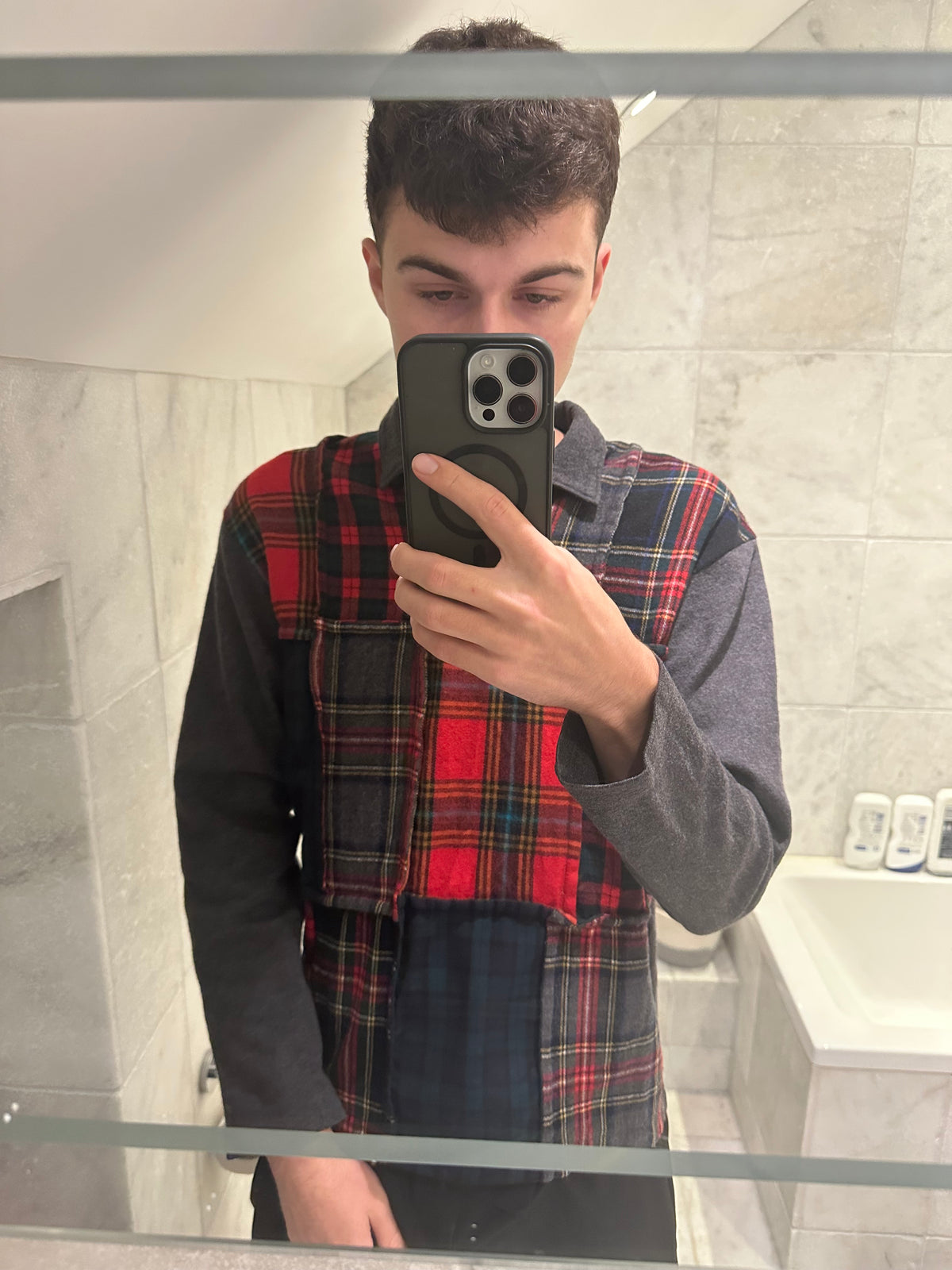 Comme des Garçons Homme AW2006 Heavy Wool Plaid Reconstructed Patchwork Longsleeve★