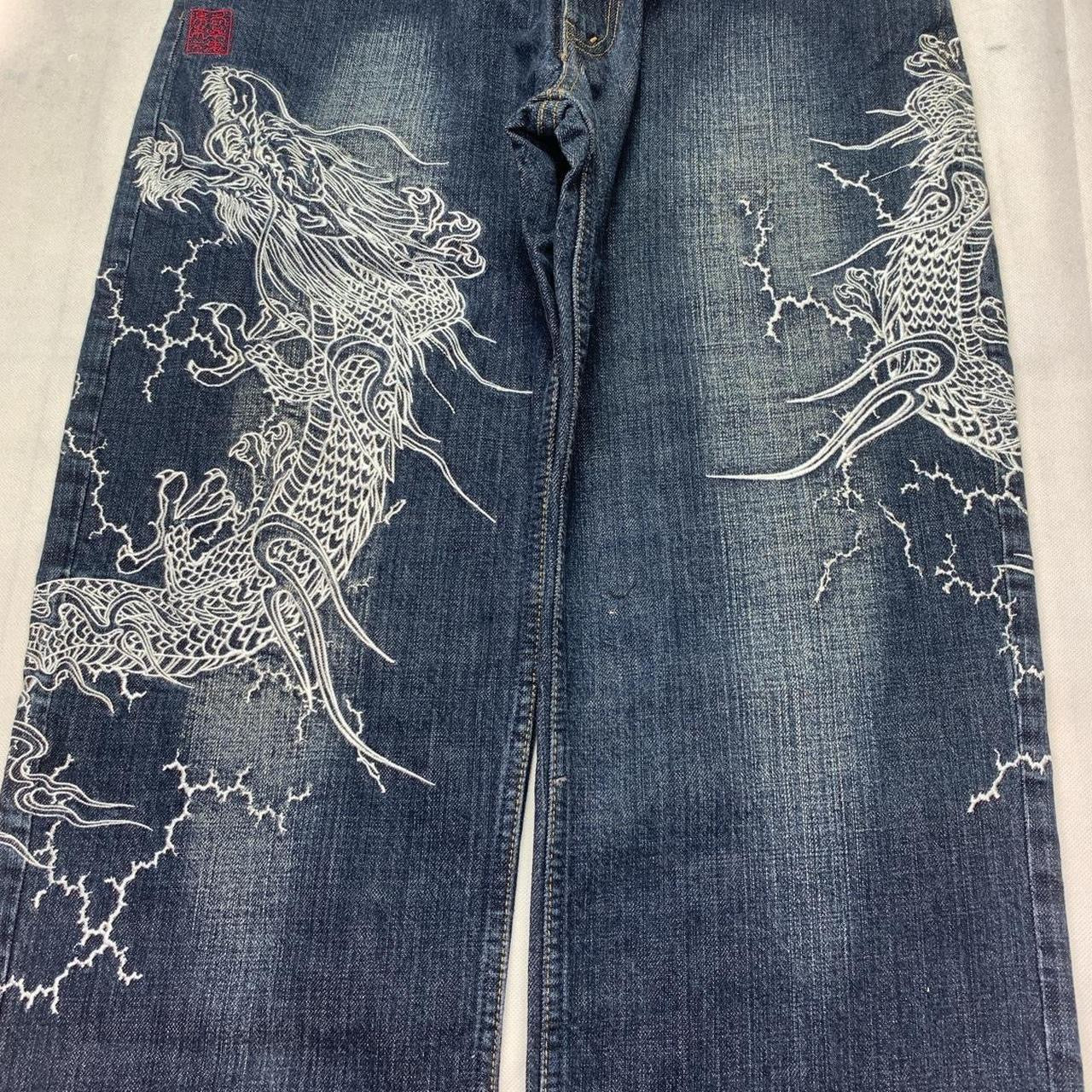 Karakuri Tamashi Japanese Embroidered Dragon Denim Jeans