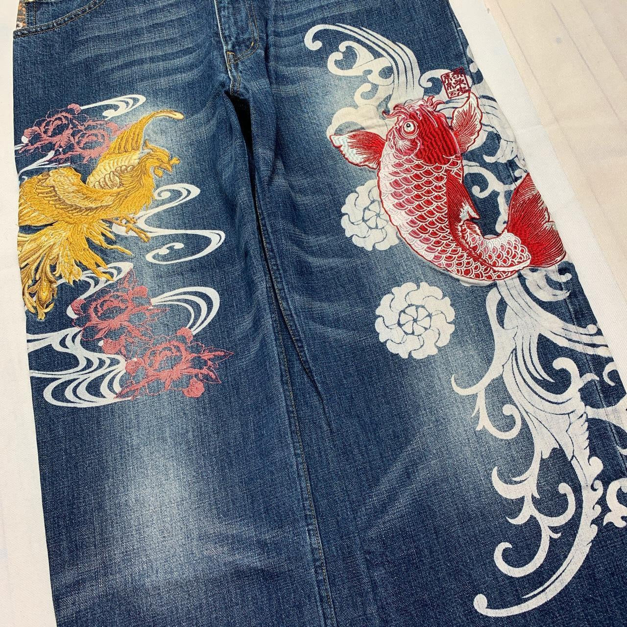 Karakuri Tamashi Japanese Embroidered Denim Jeans