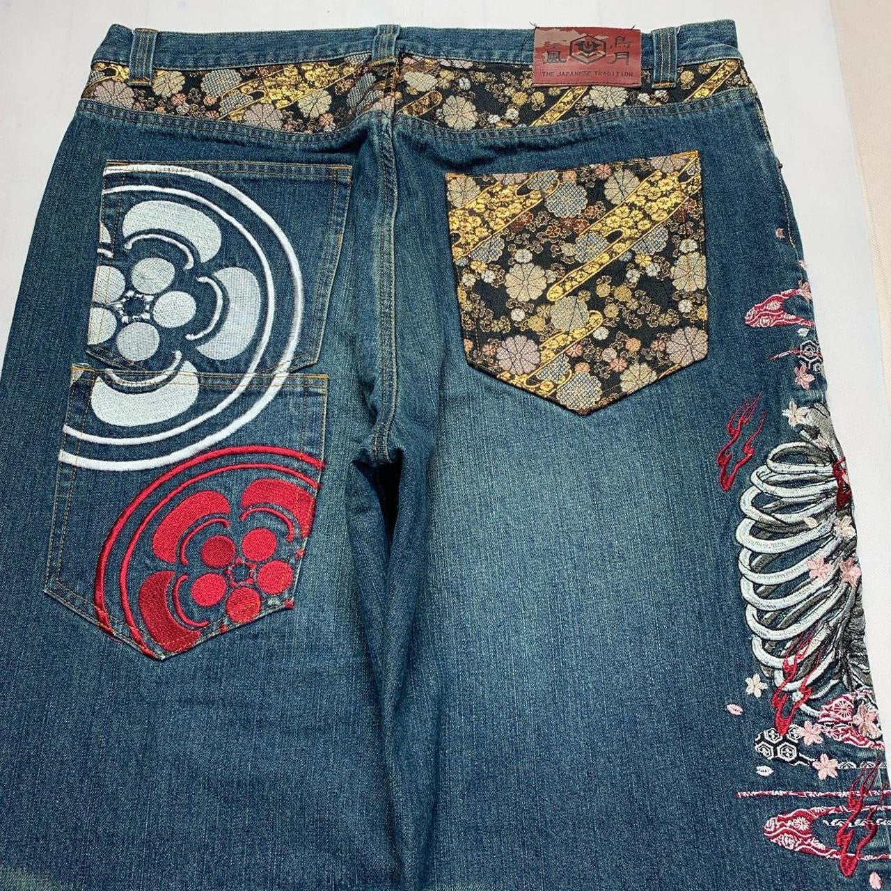 Japanese Tradition Embroidered Denim Jeans