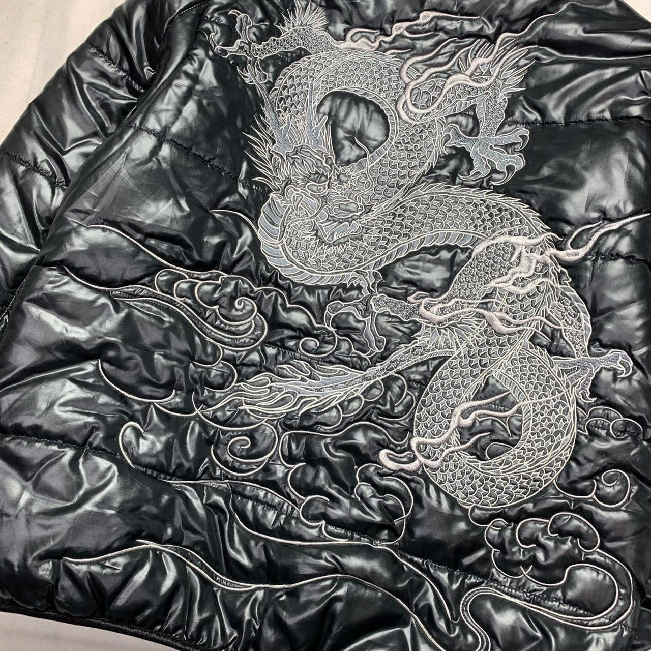 Karakuri Tamashi Embroidered Dragon Puffer Jacket