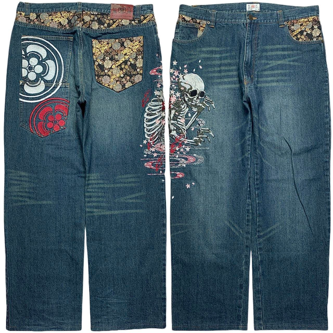 Japanese Tradition Embroidered Denim Jeans