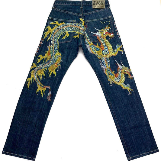 Sugoi Embroidered Dragon Japanese Denim Jeans